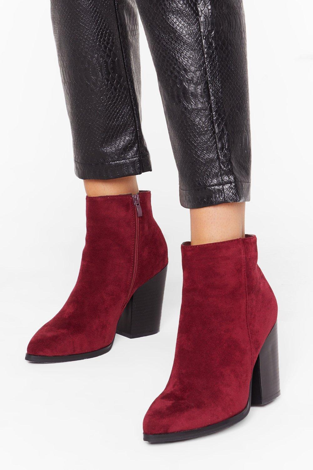 maroon ankle boots