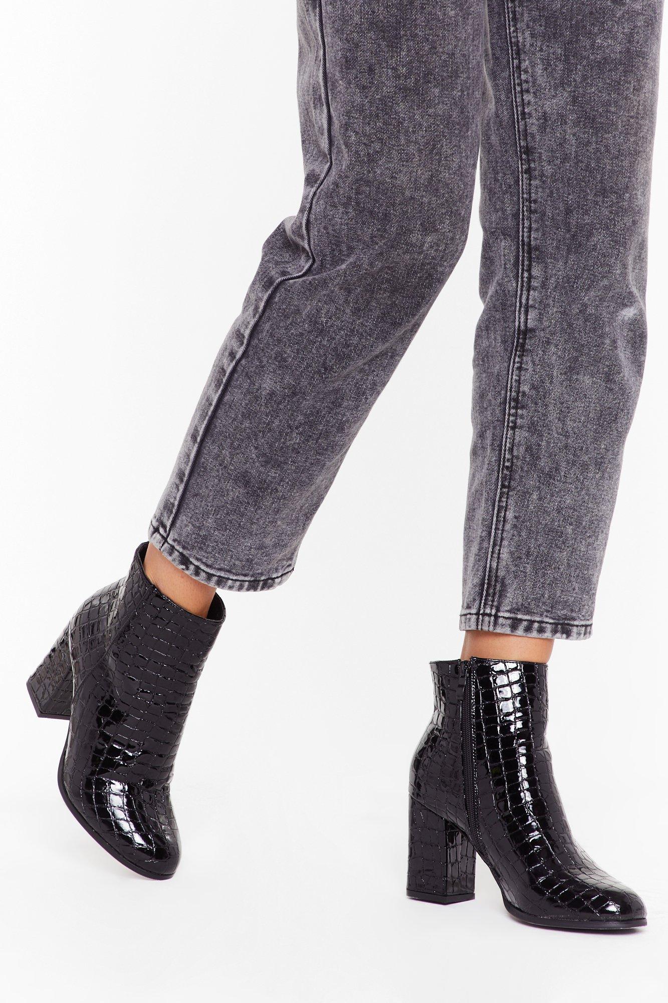 Just Croc 'Em Faux Leather Ankle Boots 