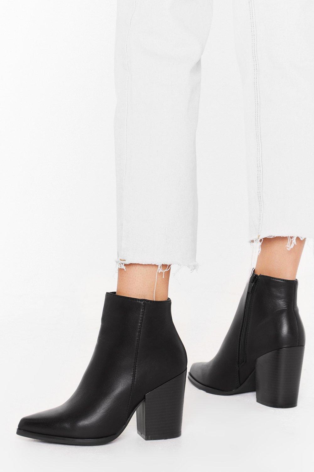 faux leather ankle boots