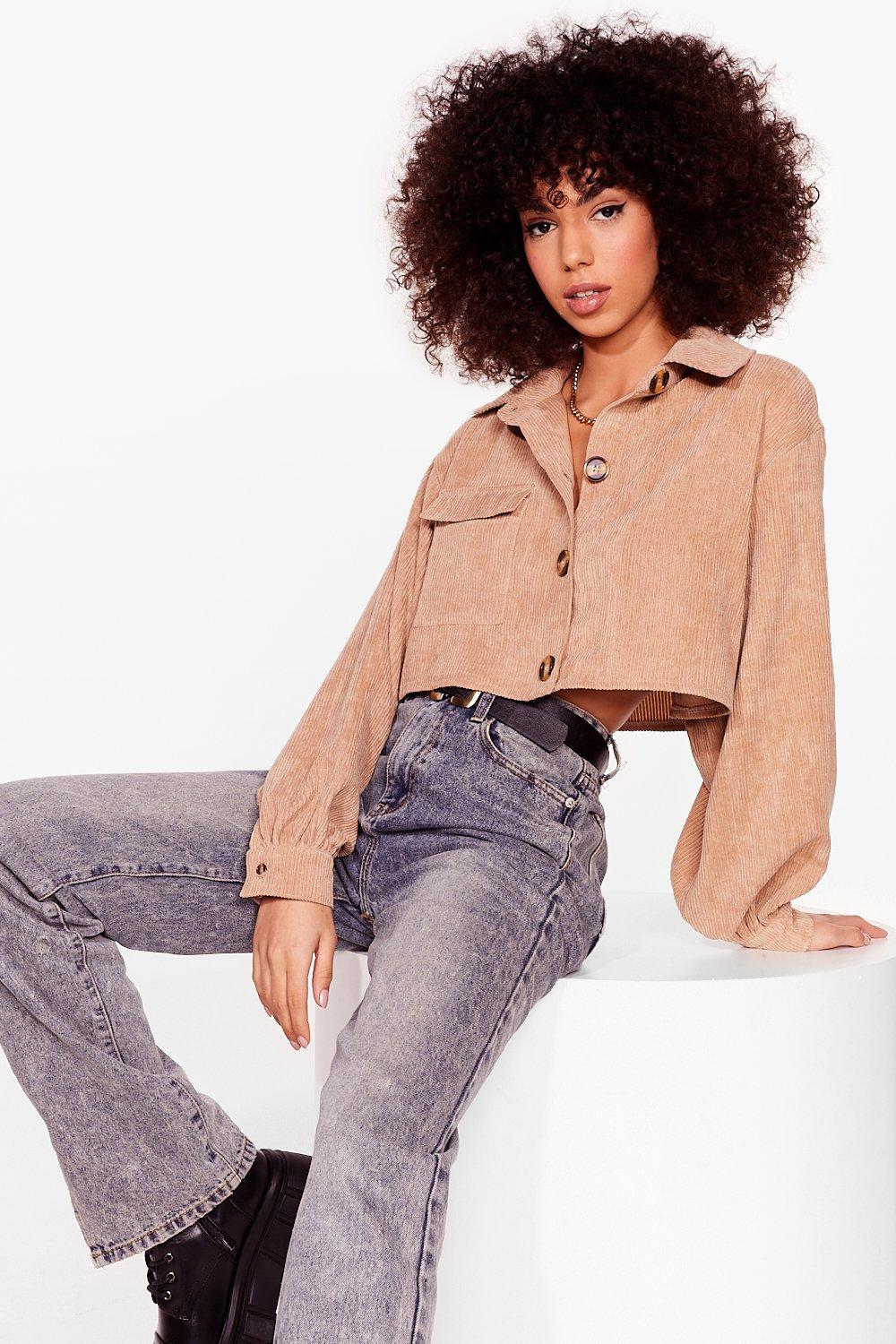 cropped corduroy shirt