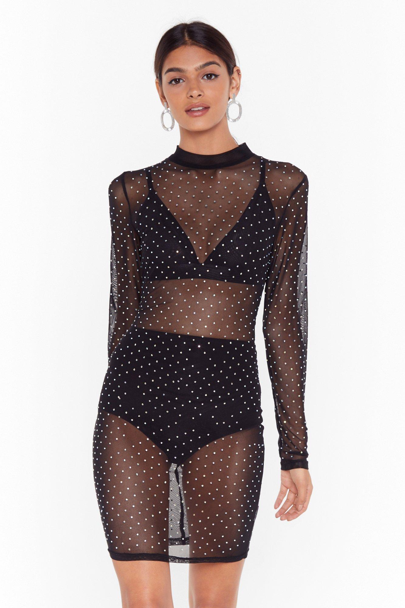 sheer mesh mini dress