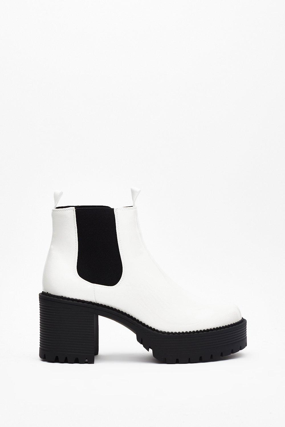 white platform chelsea boots