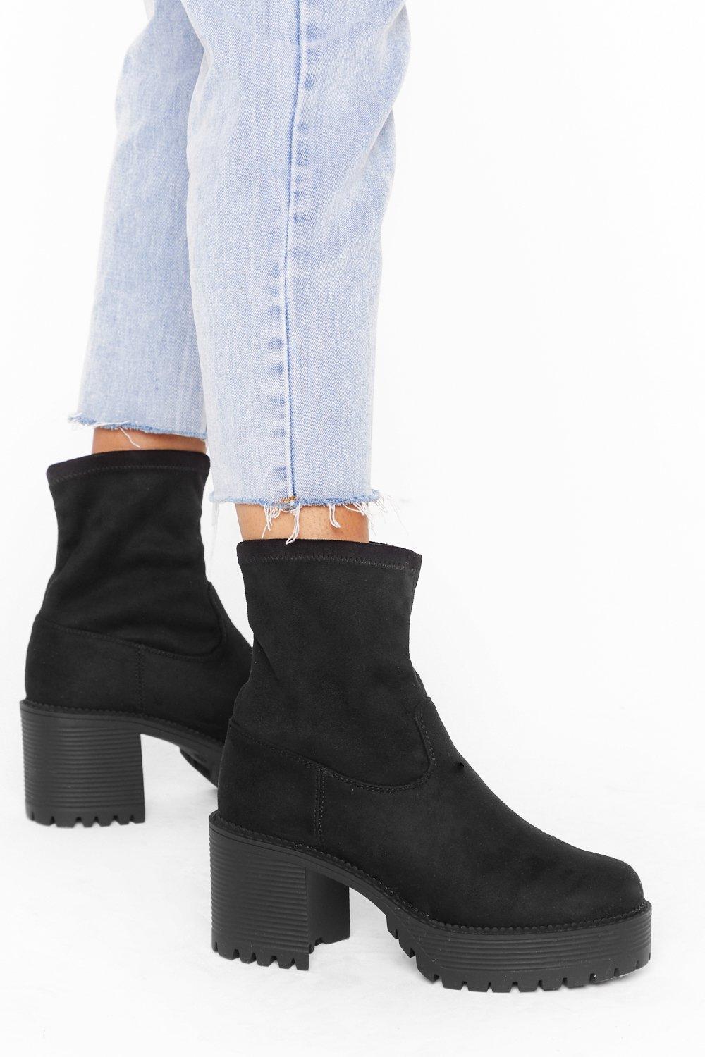 faux suede sock boots