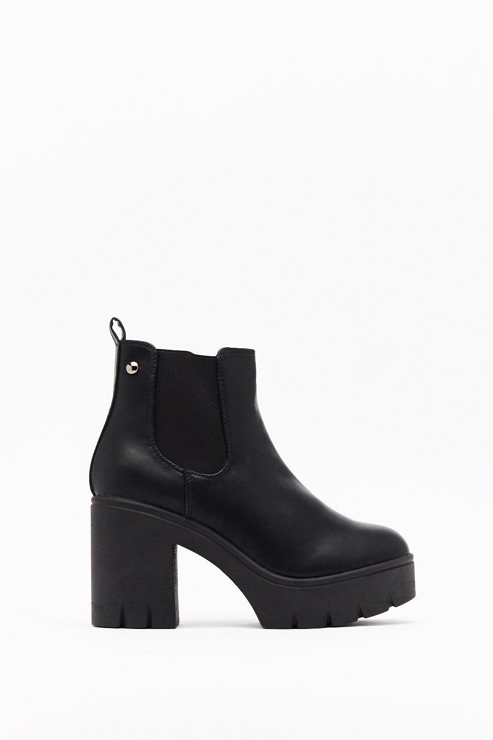 chunky cleated heel chelsea boots