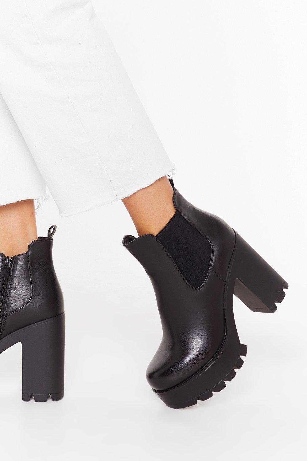 black high heel chelsea boots