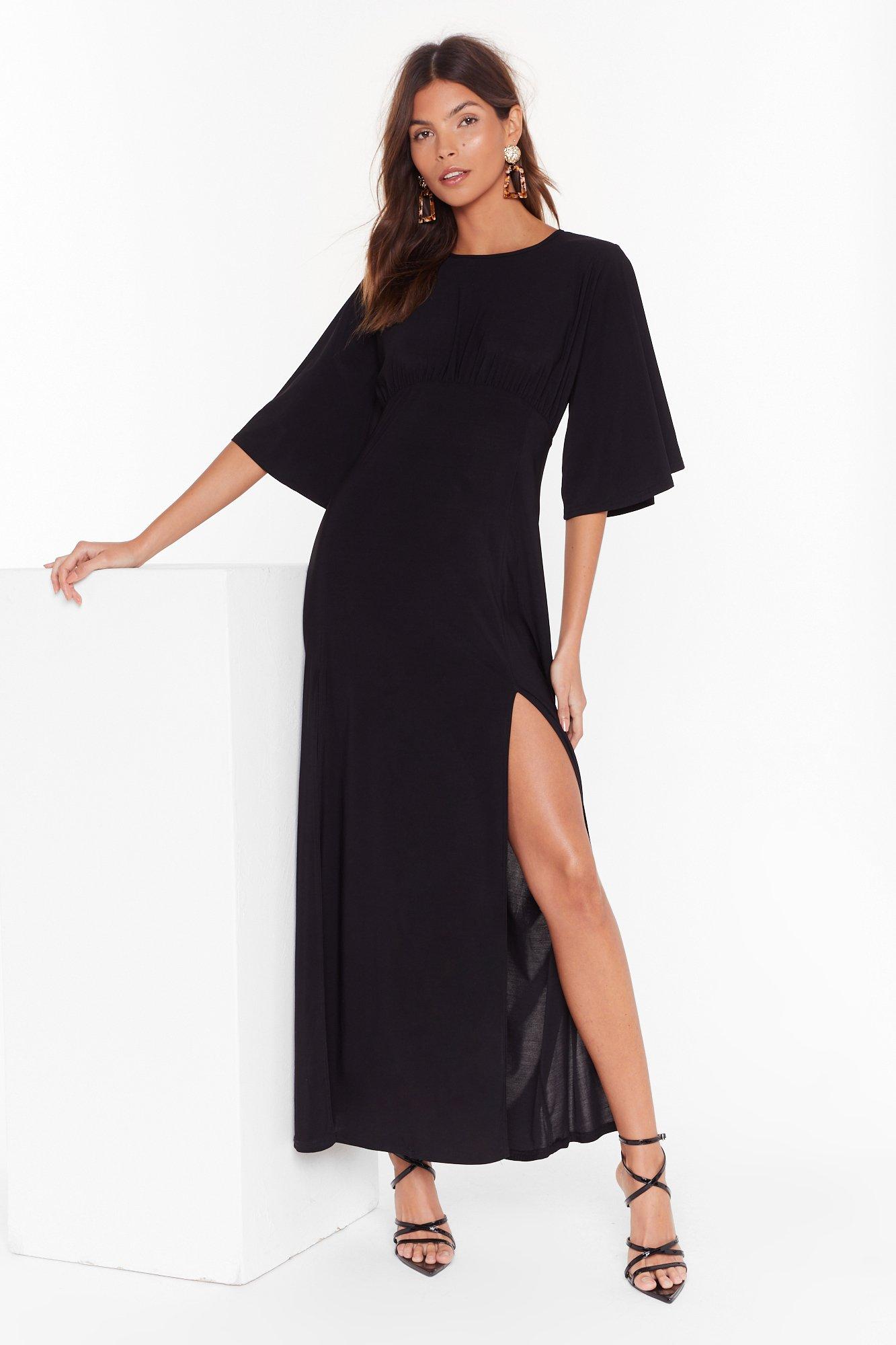 wide sleeve maxi dress