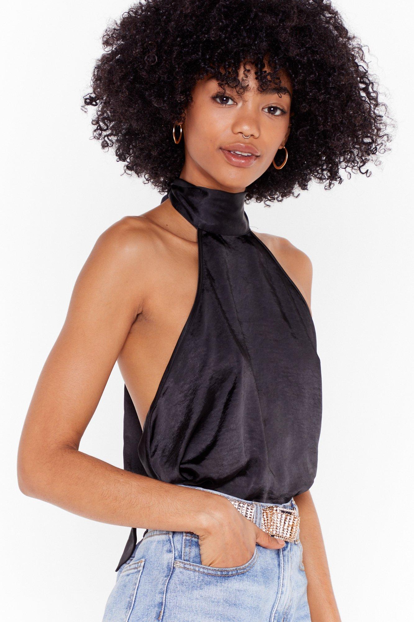 black satin high neck top