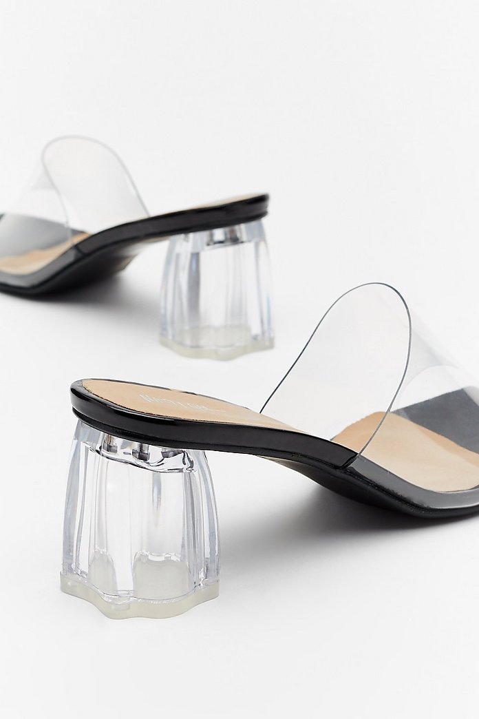 Black Clear Block Heel Mules Black Clear Block Heel Mules