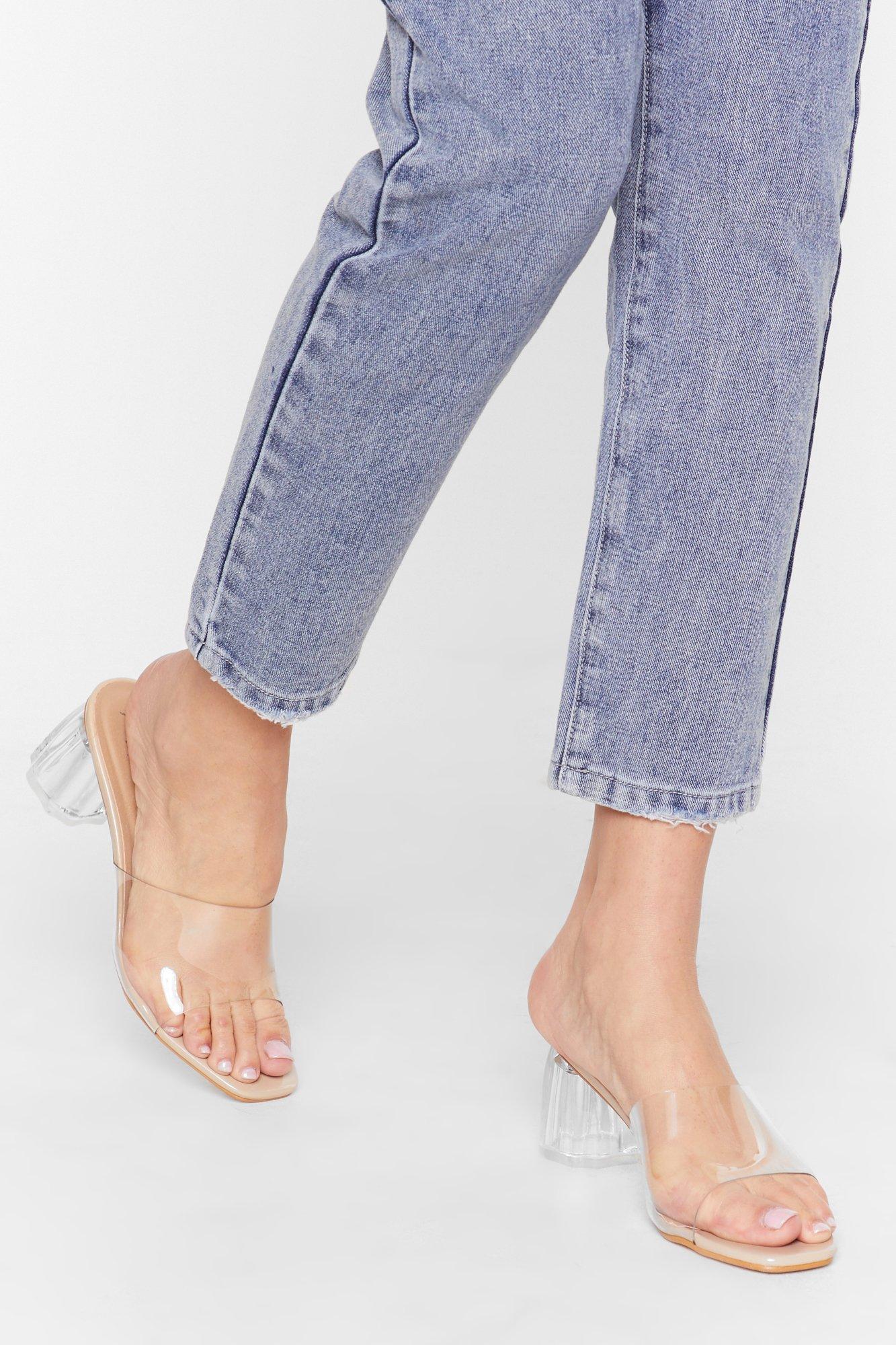 clear low heel mules