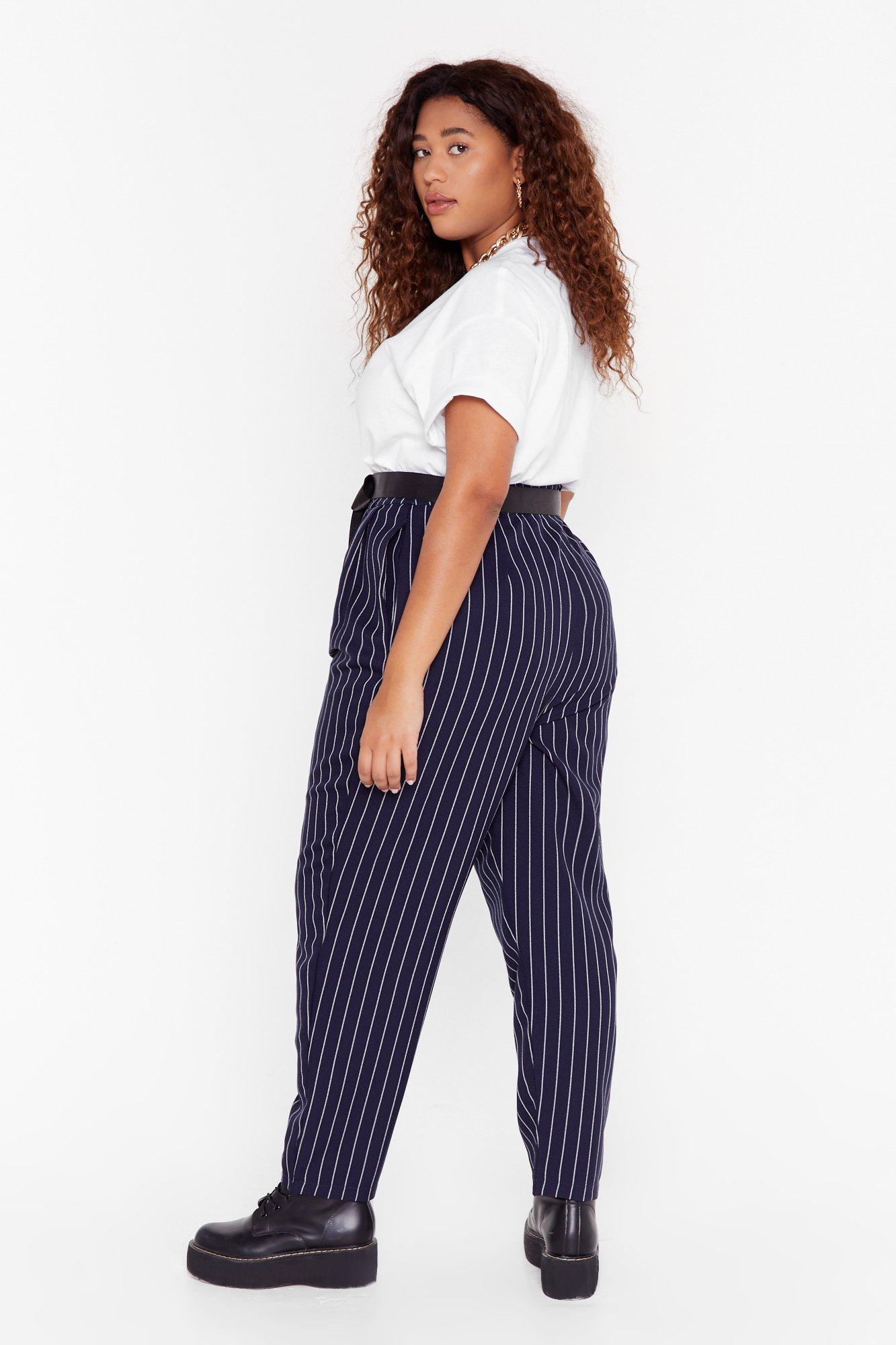 navy pinstripe pants