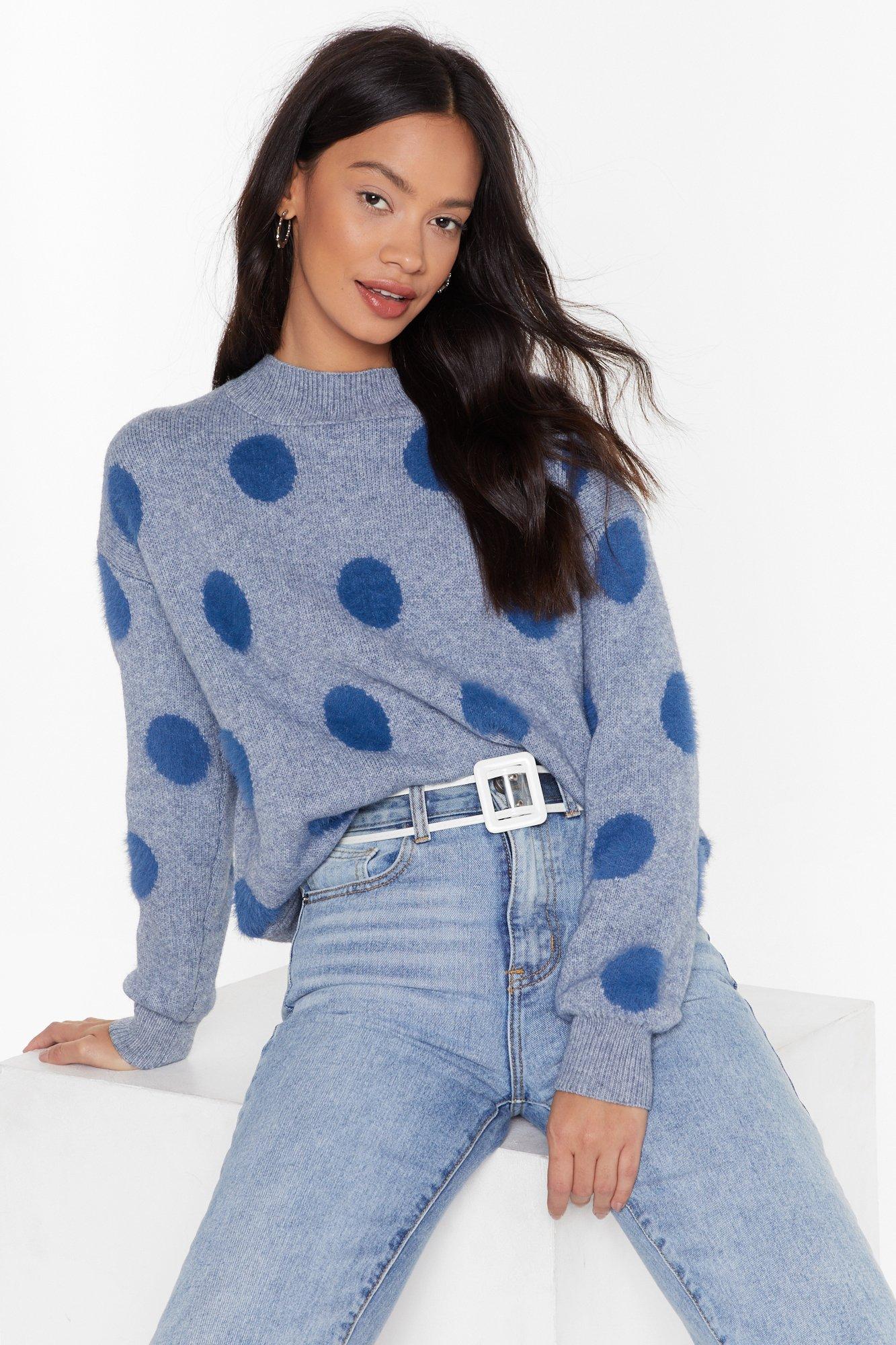 Dot Quite High Neck Polka Dot Sweater Nasty Gal