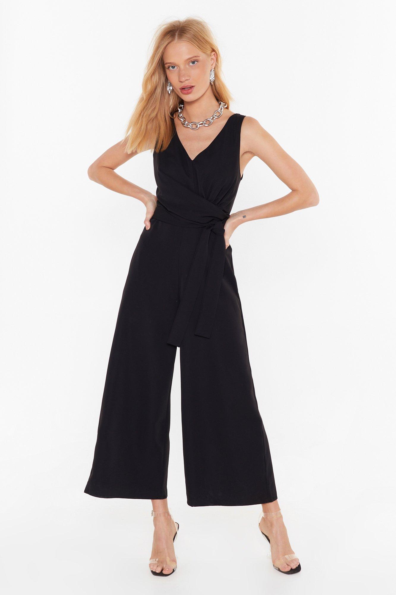 v neck wrap jumpsuit