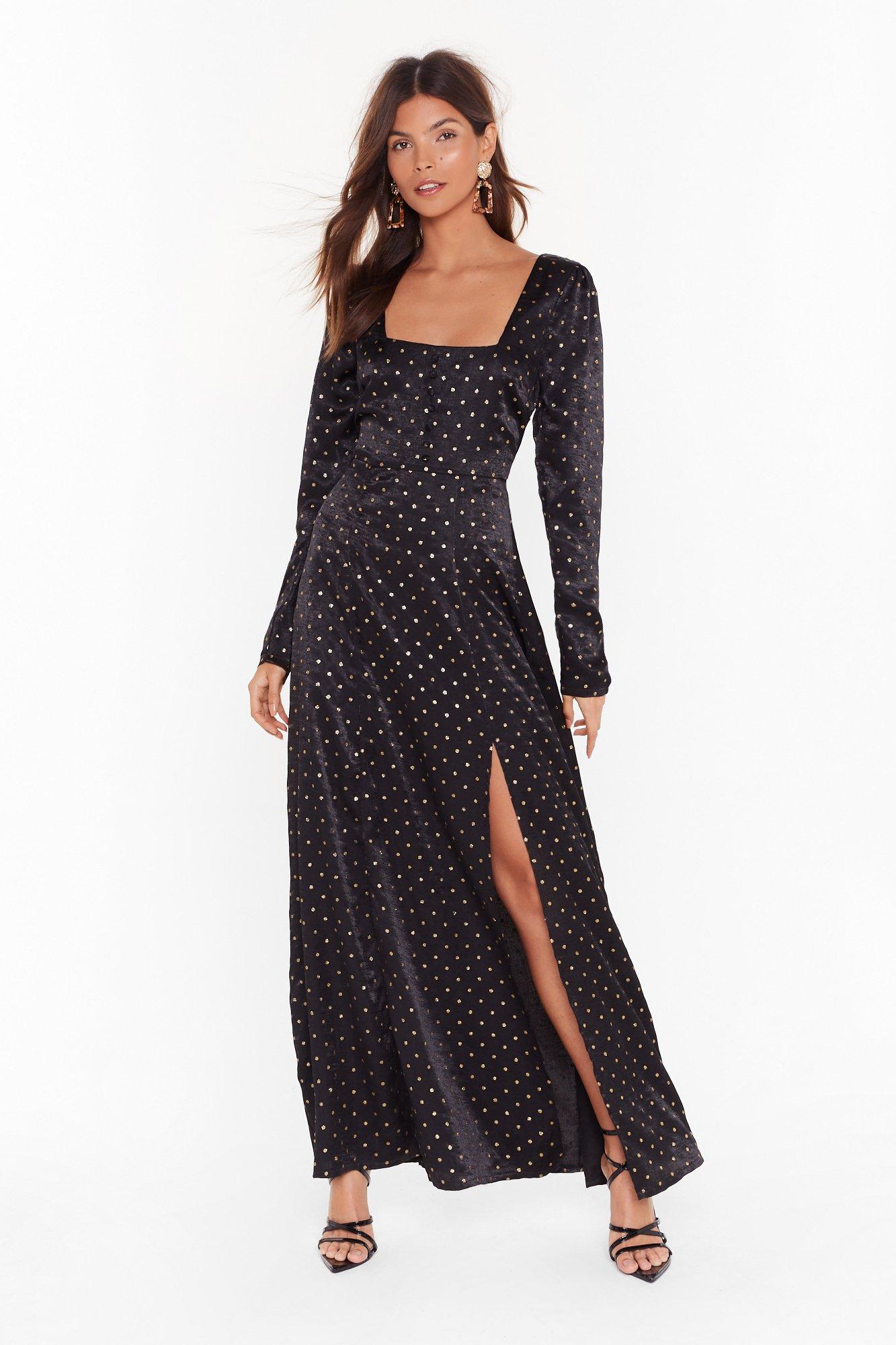 satin square neck maxi dress