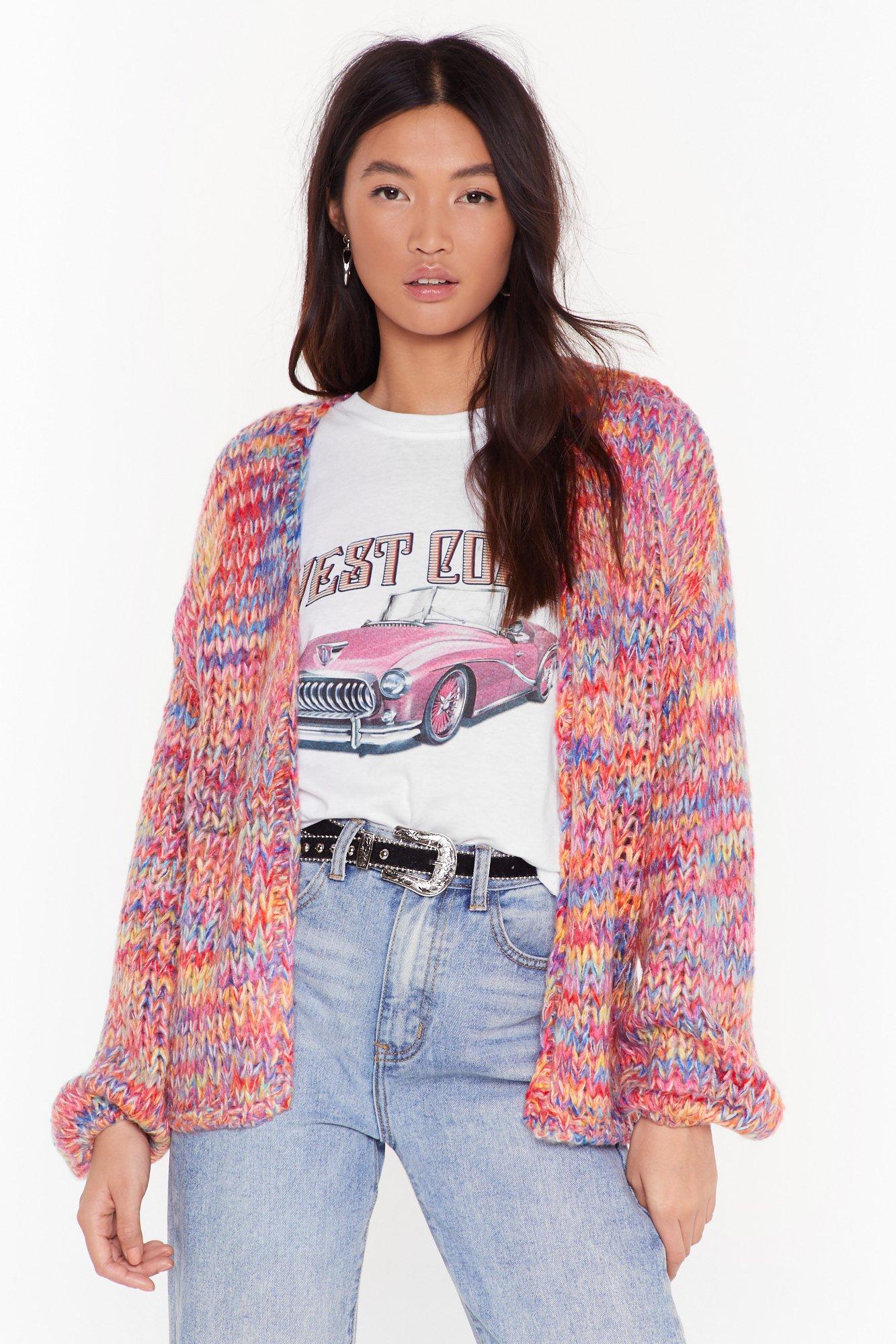 colorful knit cardigan