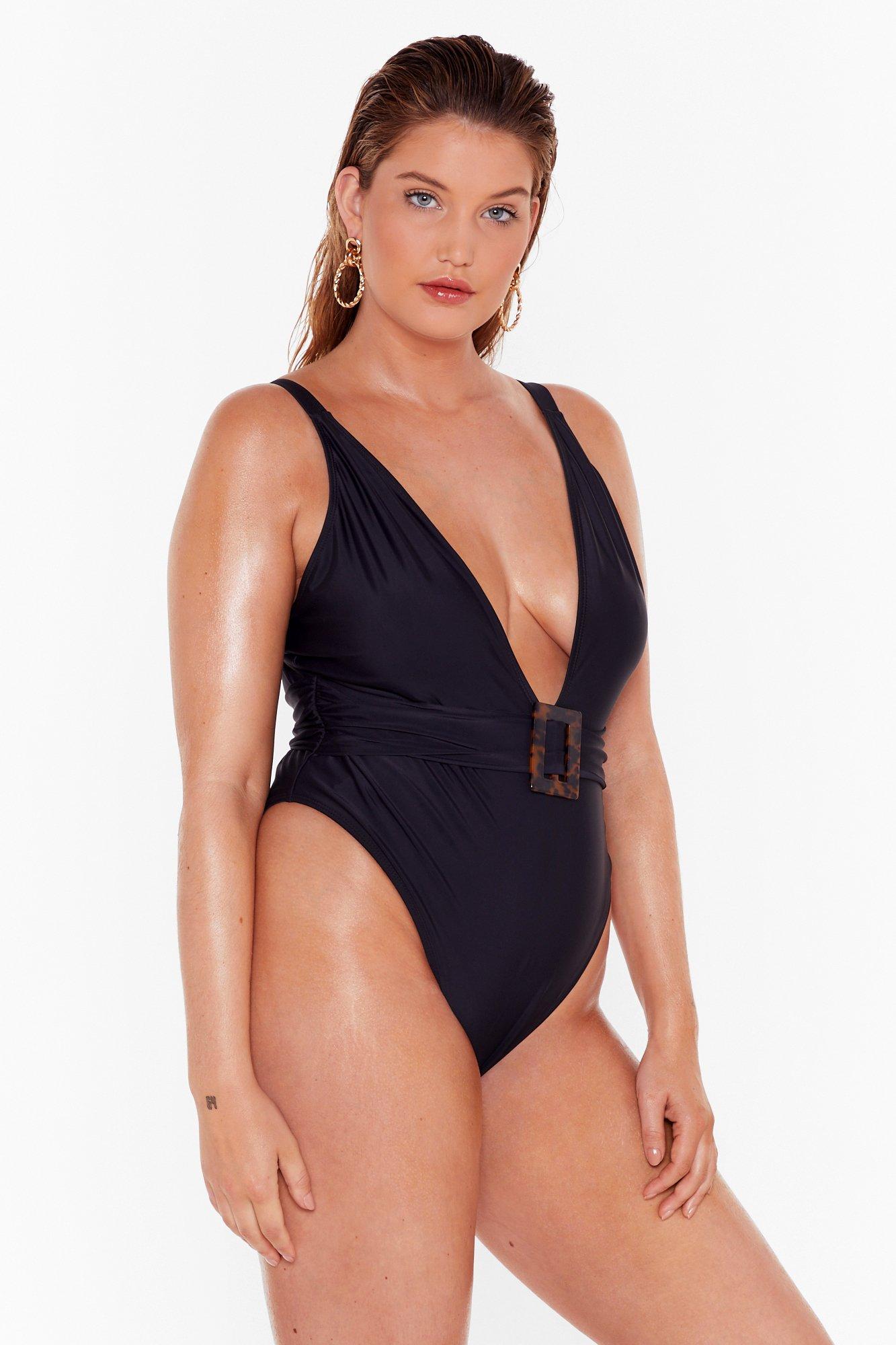plunging swimsuit