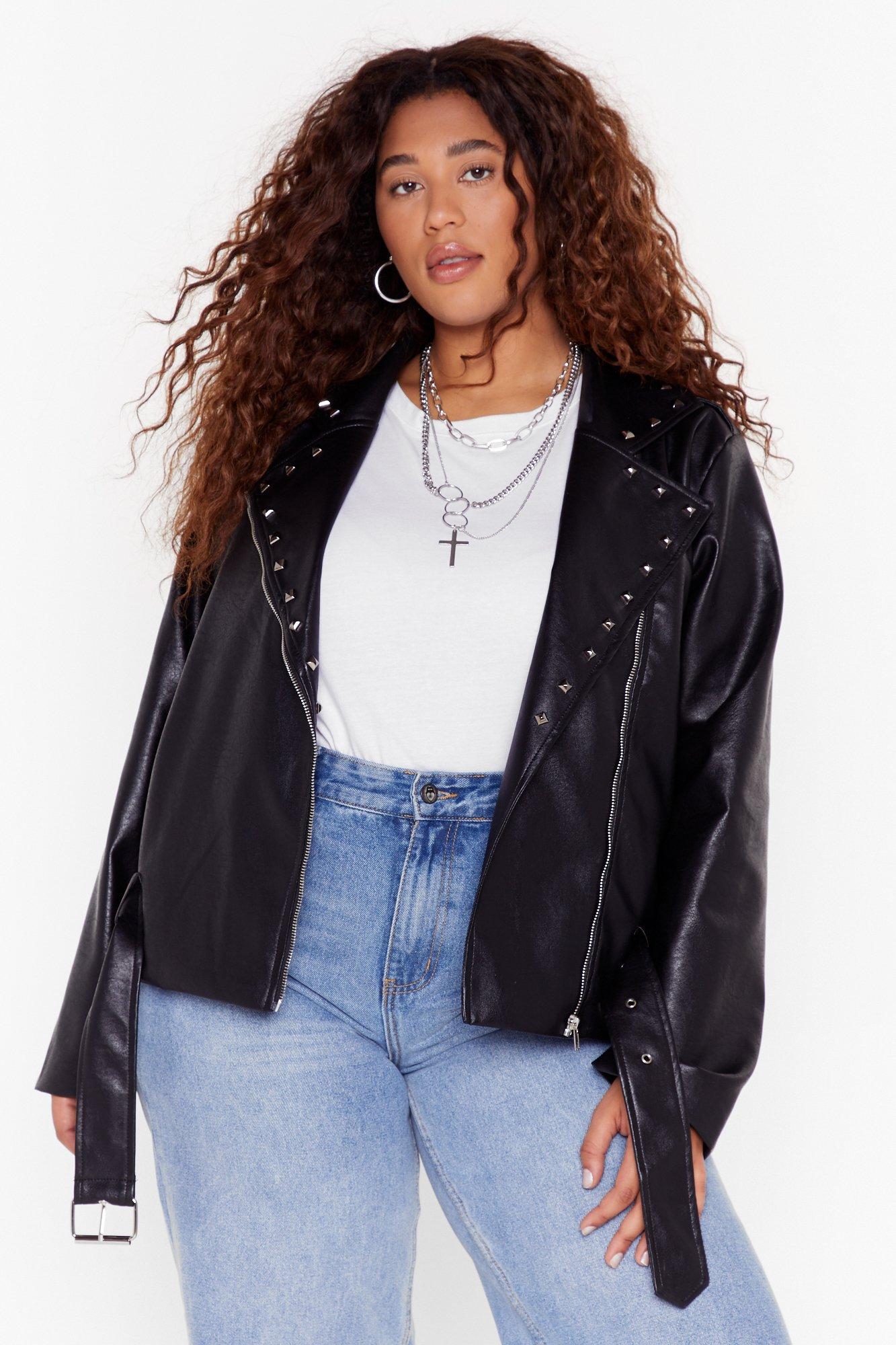 plus faux leather jacket