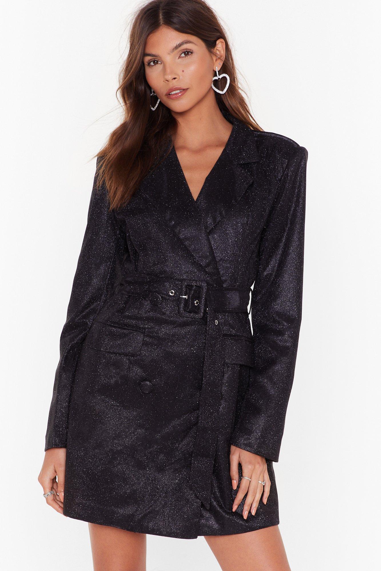 glitter blazer dress