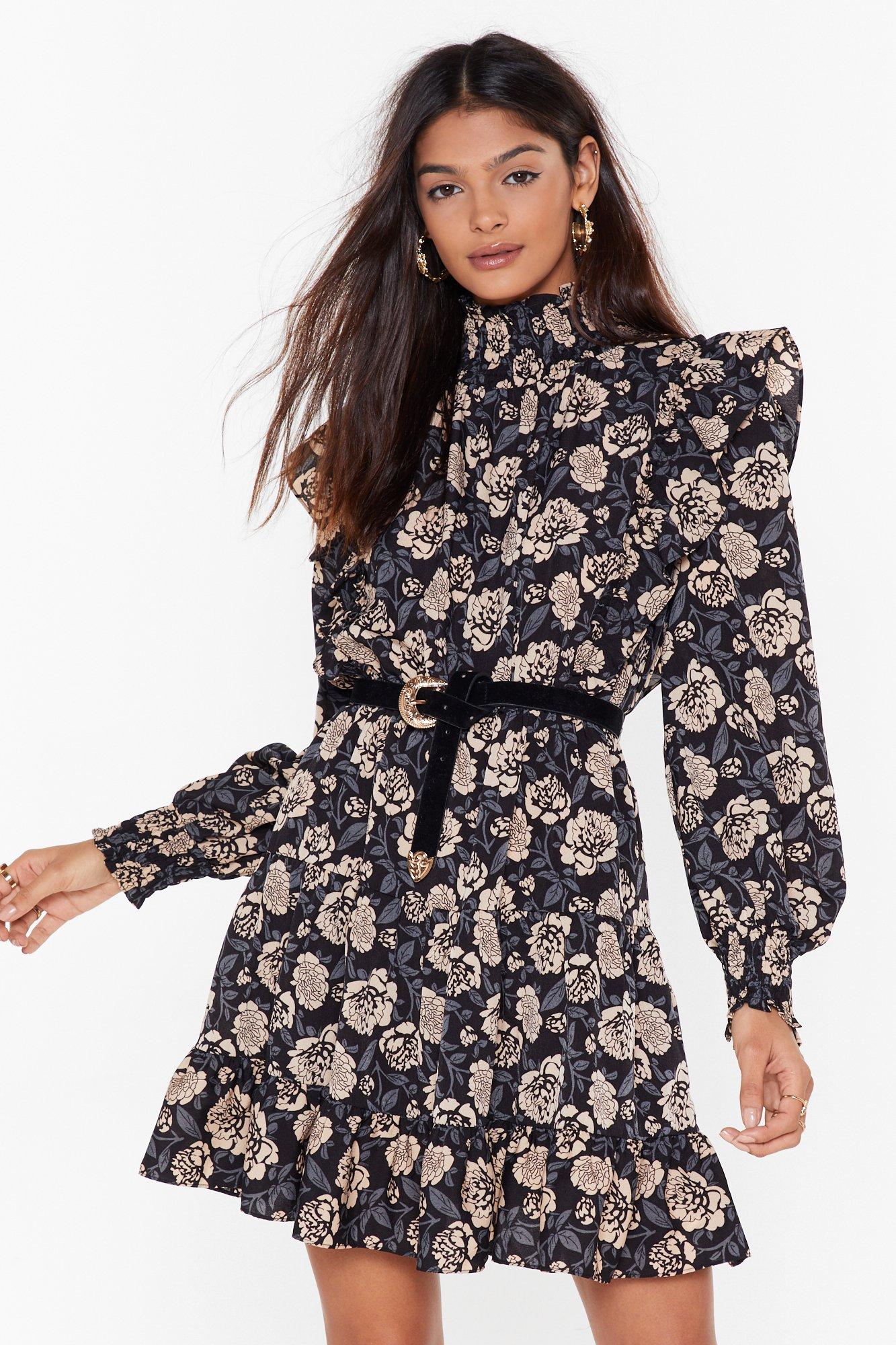 navy floral mini dress