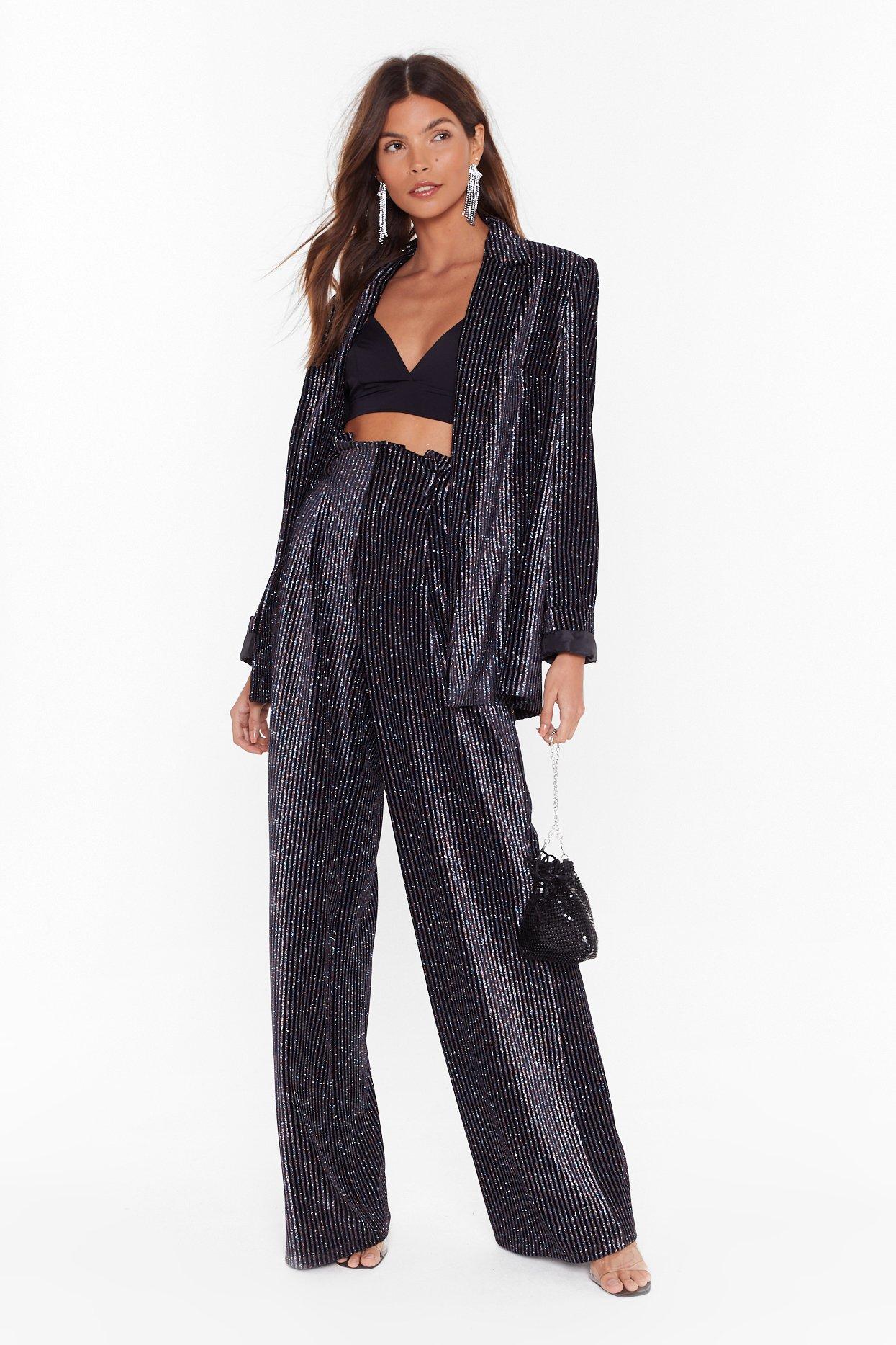 glitter pant suit