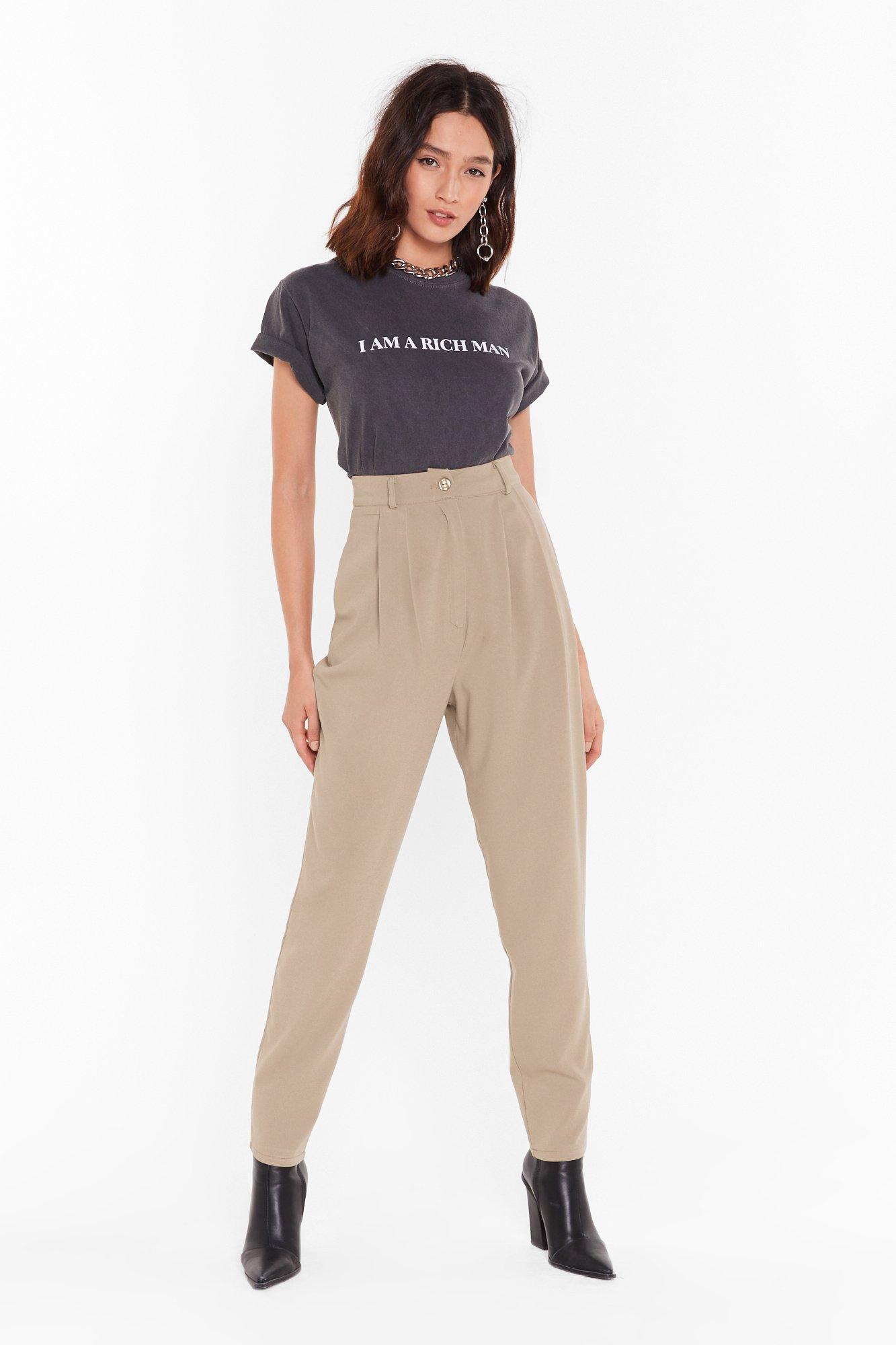 high waisted pleated trousers