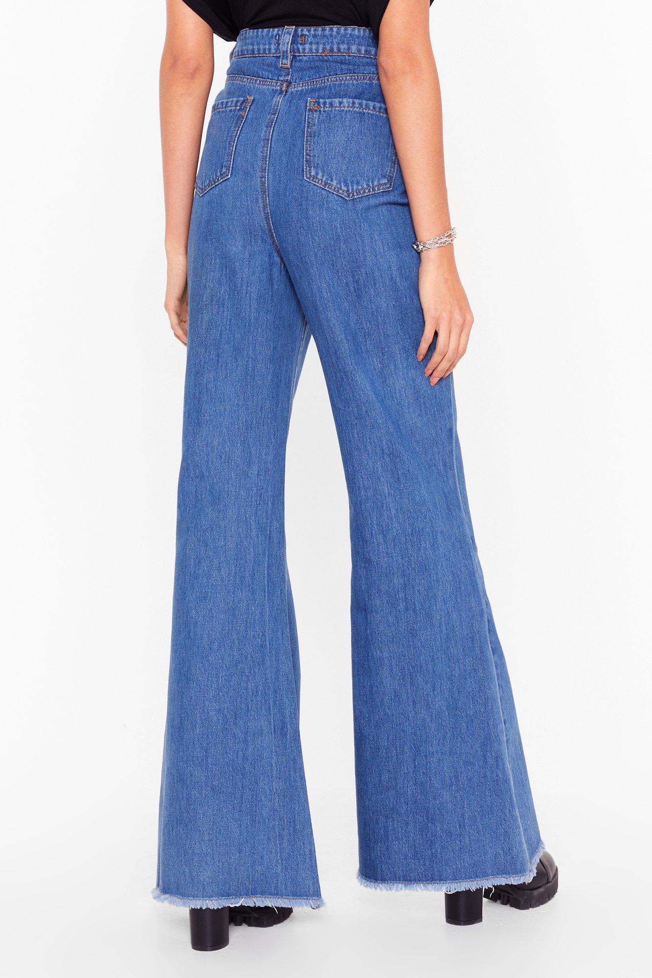 raw hem flare leg jeans