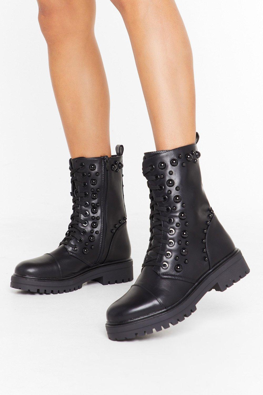 lace up ankle biker boots