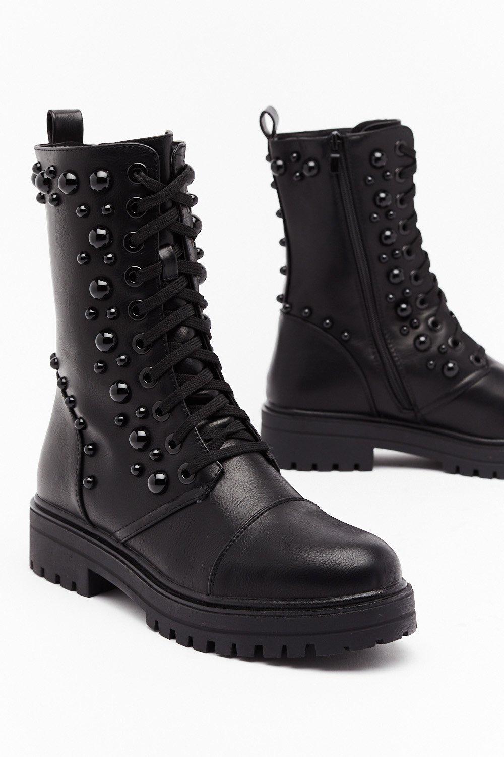 lace up black biker boots