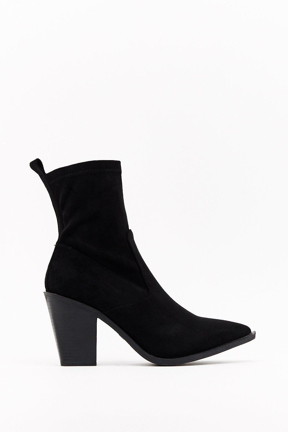 heeled sock boots black