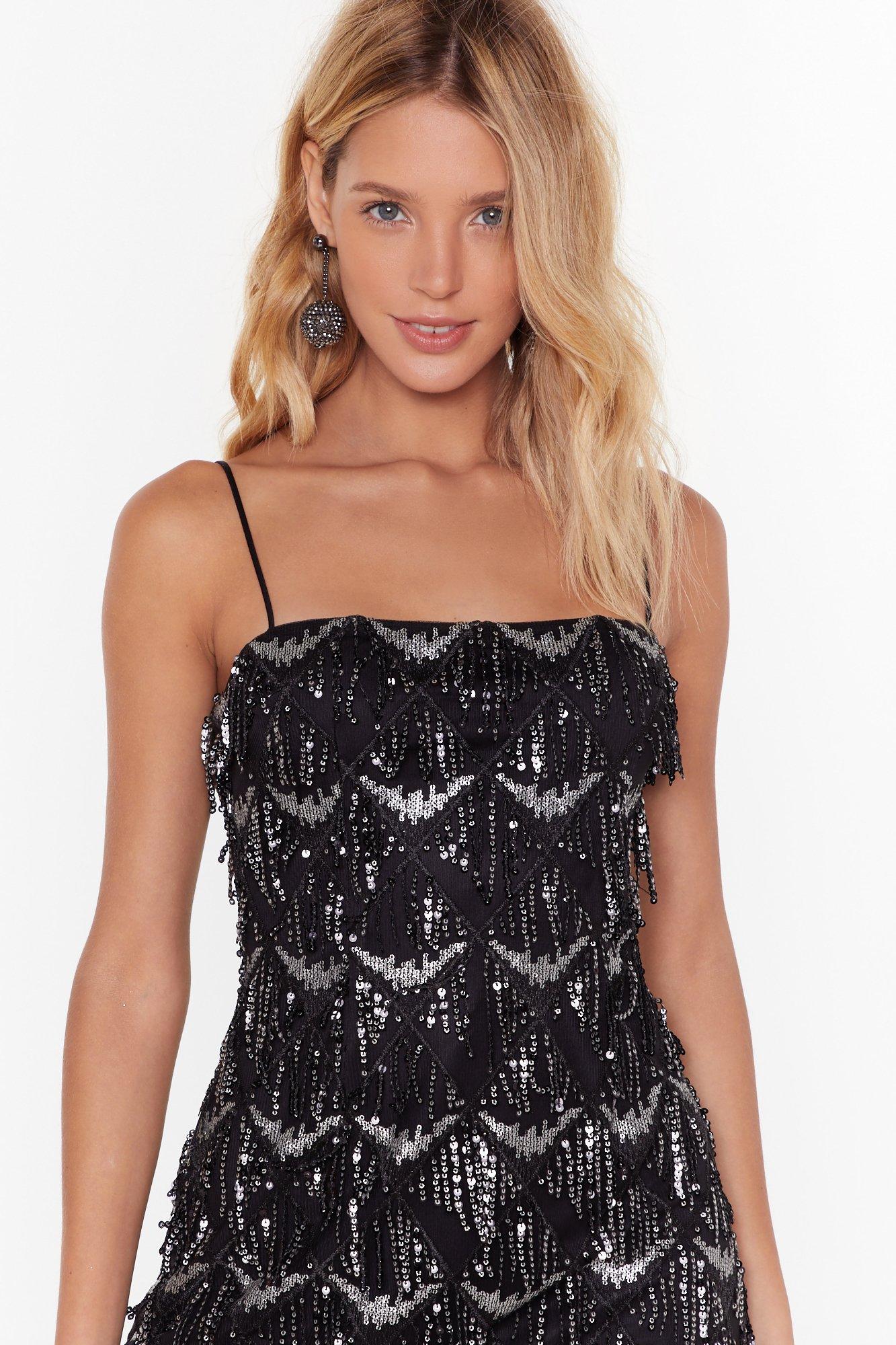 black embellished mini dress