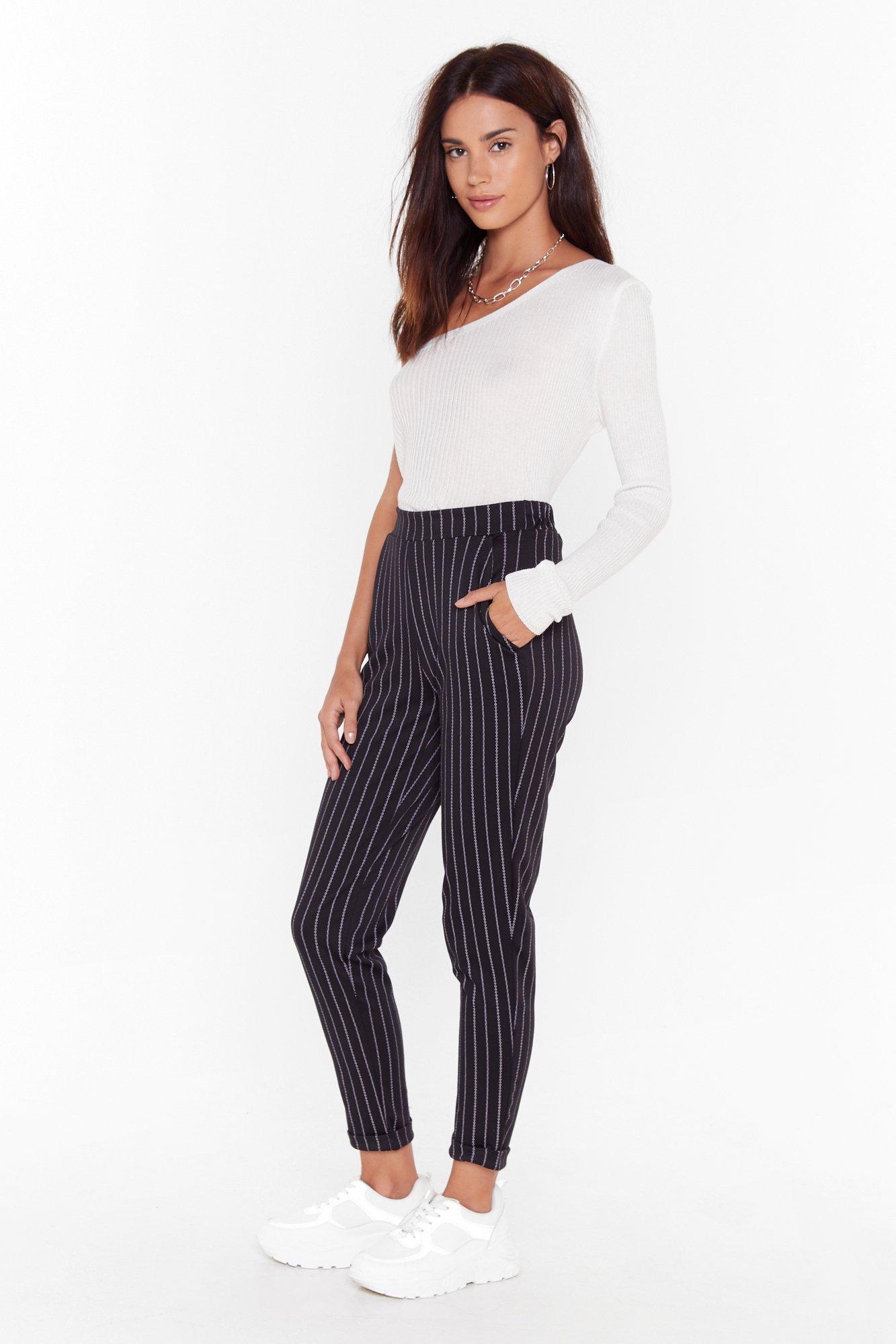 high waisted pinstripe pants