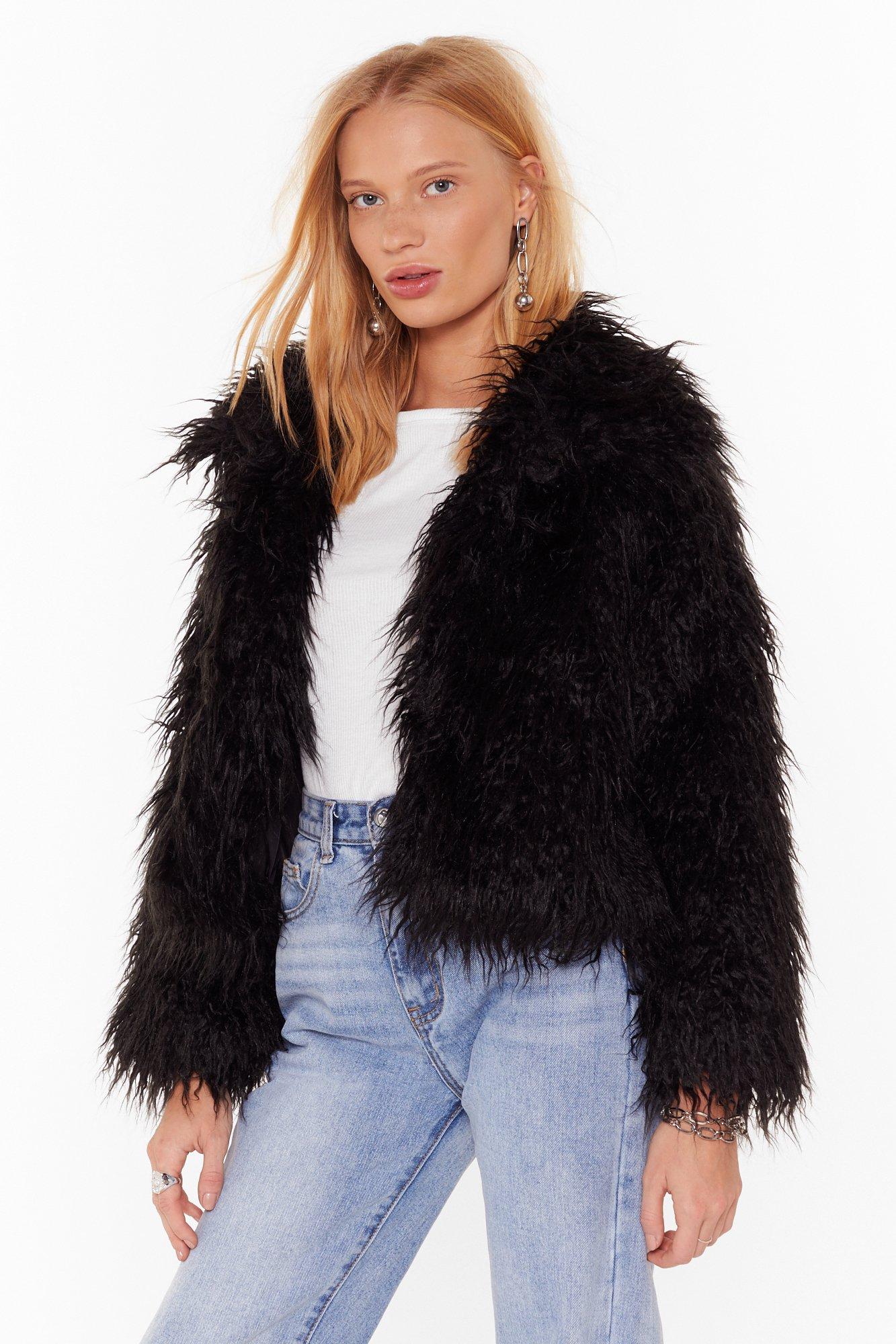 shaggy faux fur jacket