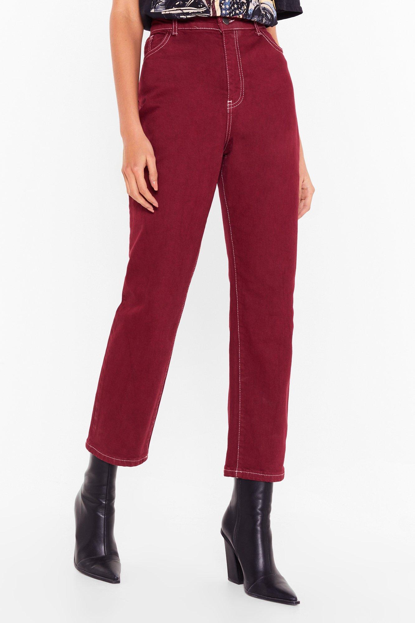 maroon mom jeans