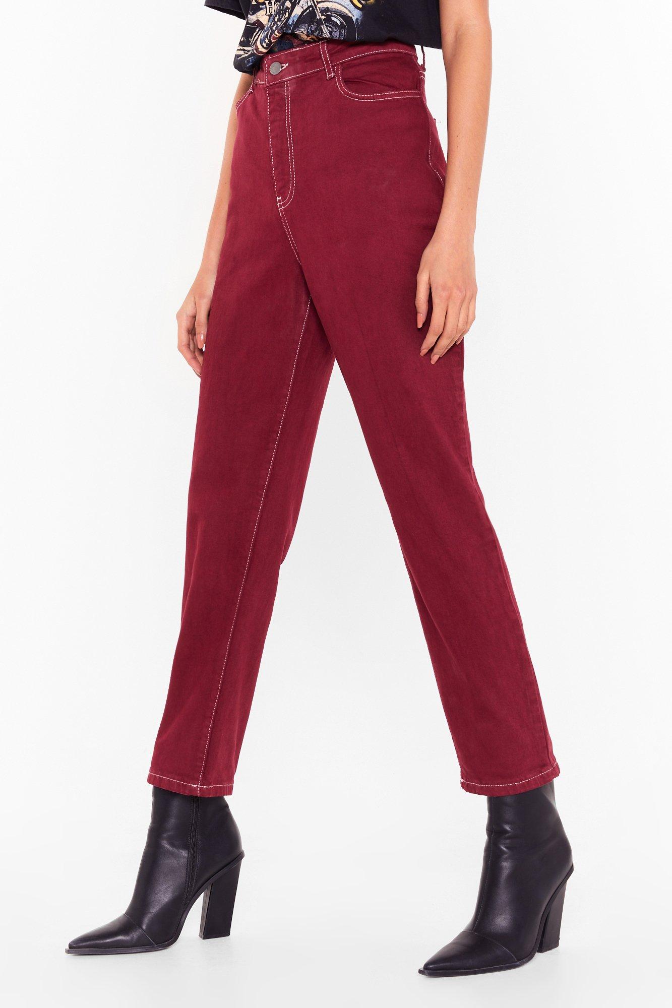 dark red jeans