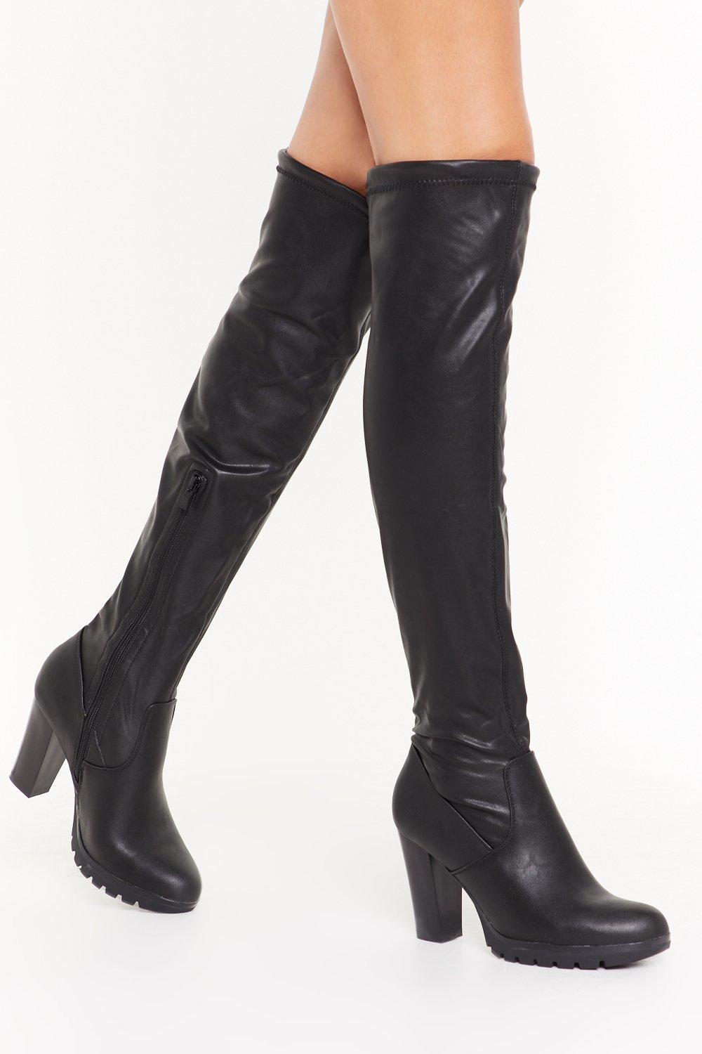 black knee boots leather