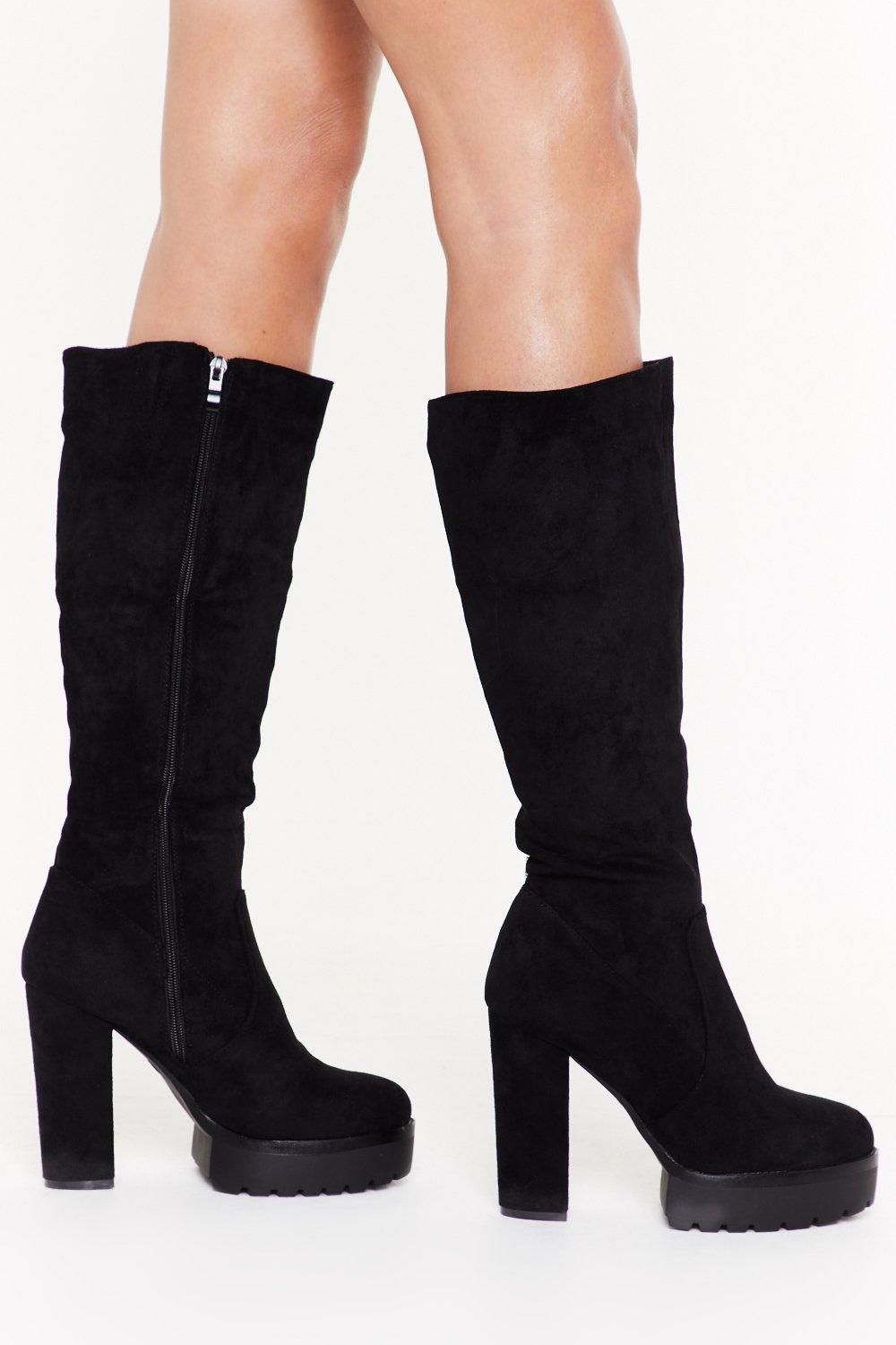 black suede knee boots