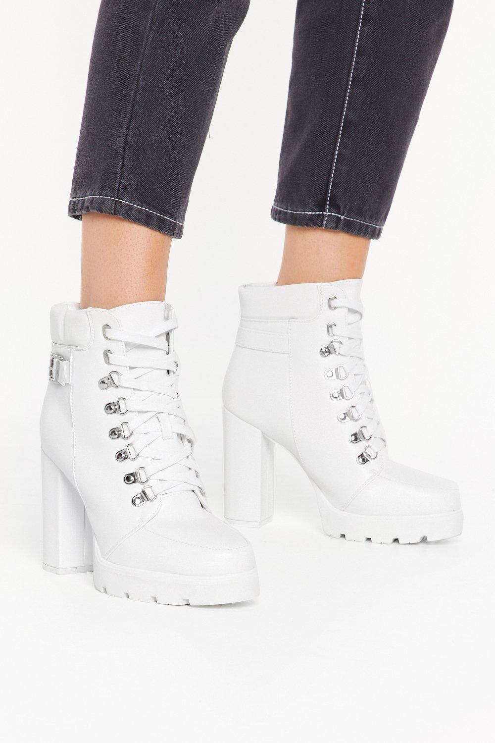 white platform boot heels