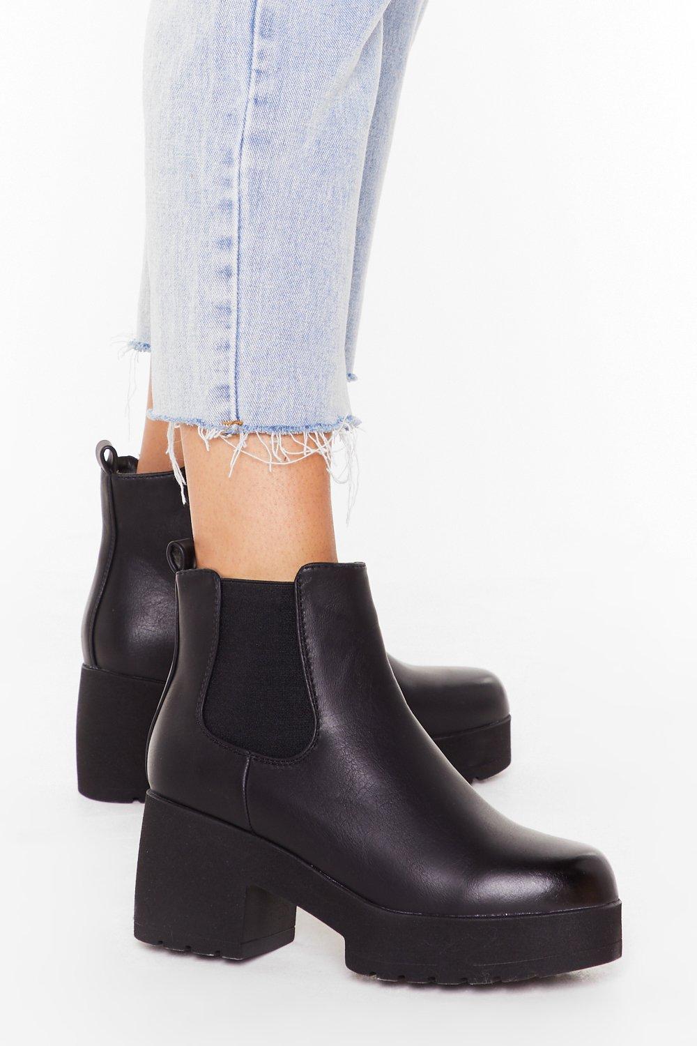 leather platform chelsea boots