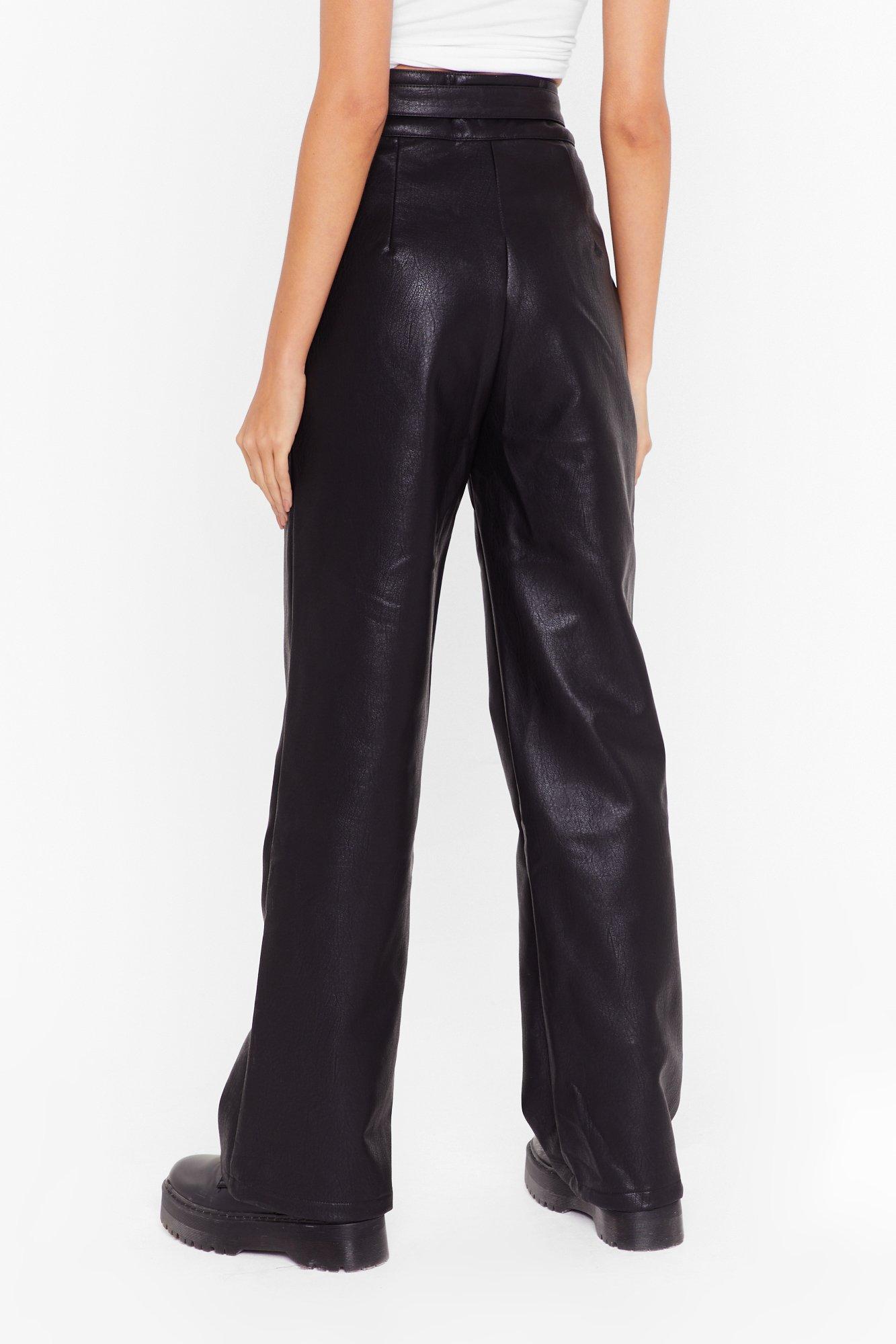 faux leather trousers high waisted