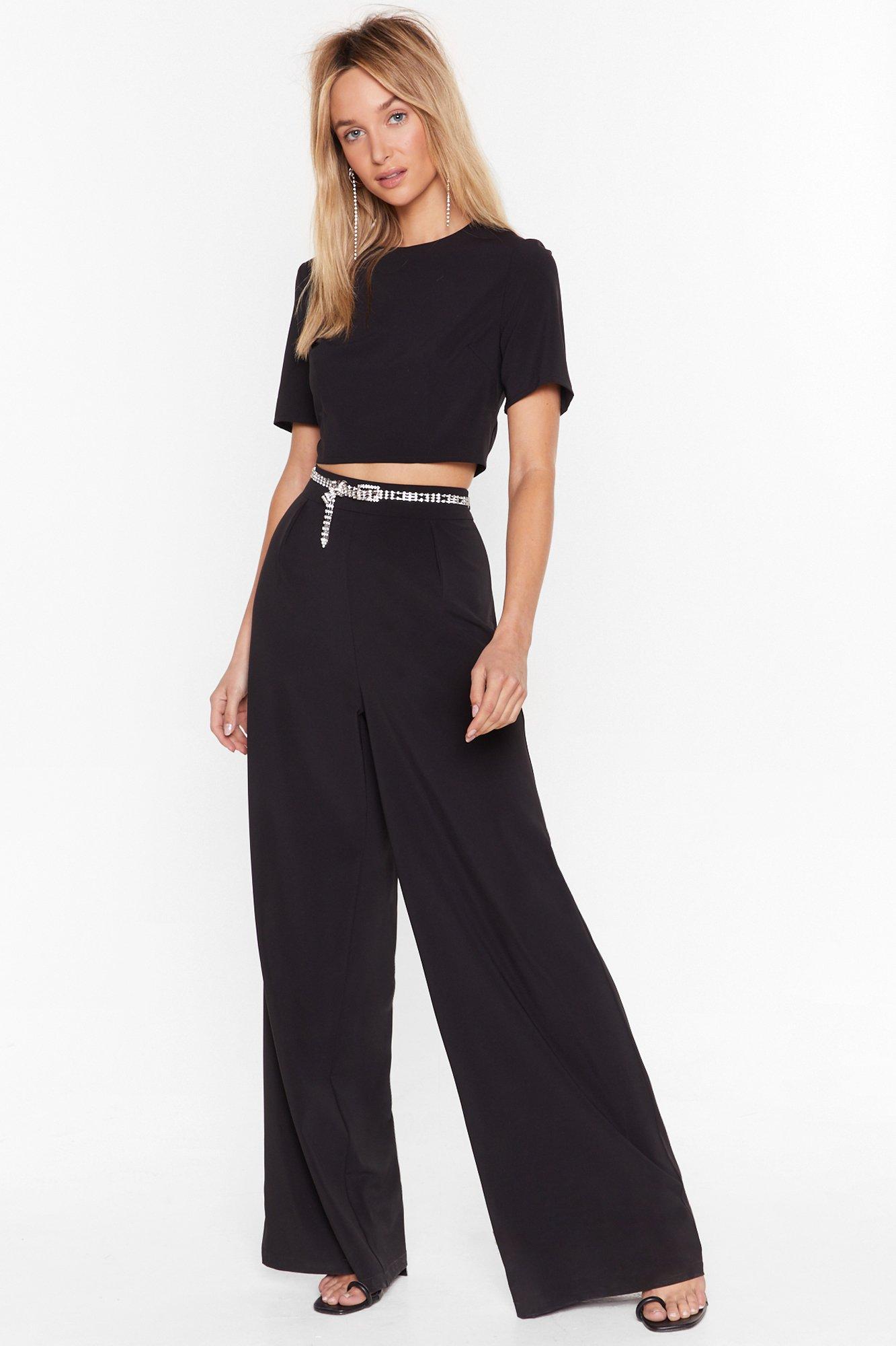 formal crop top and pants