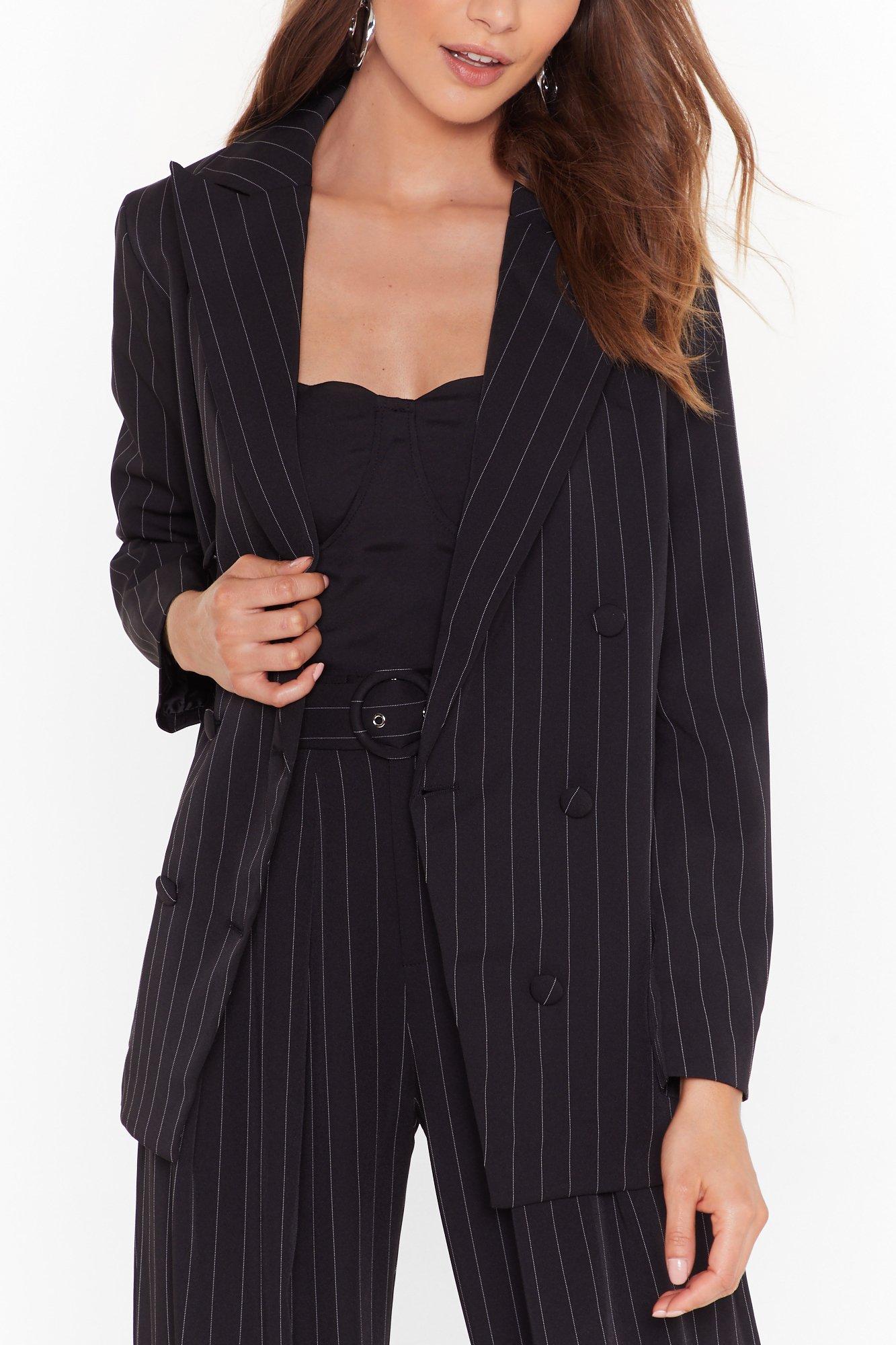 pinstripe double breasted blazer