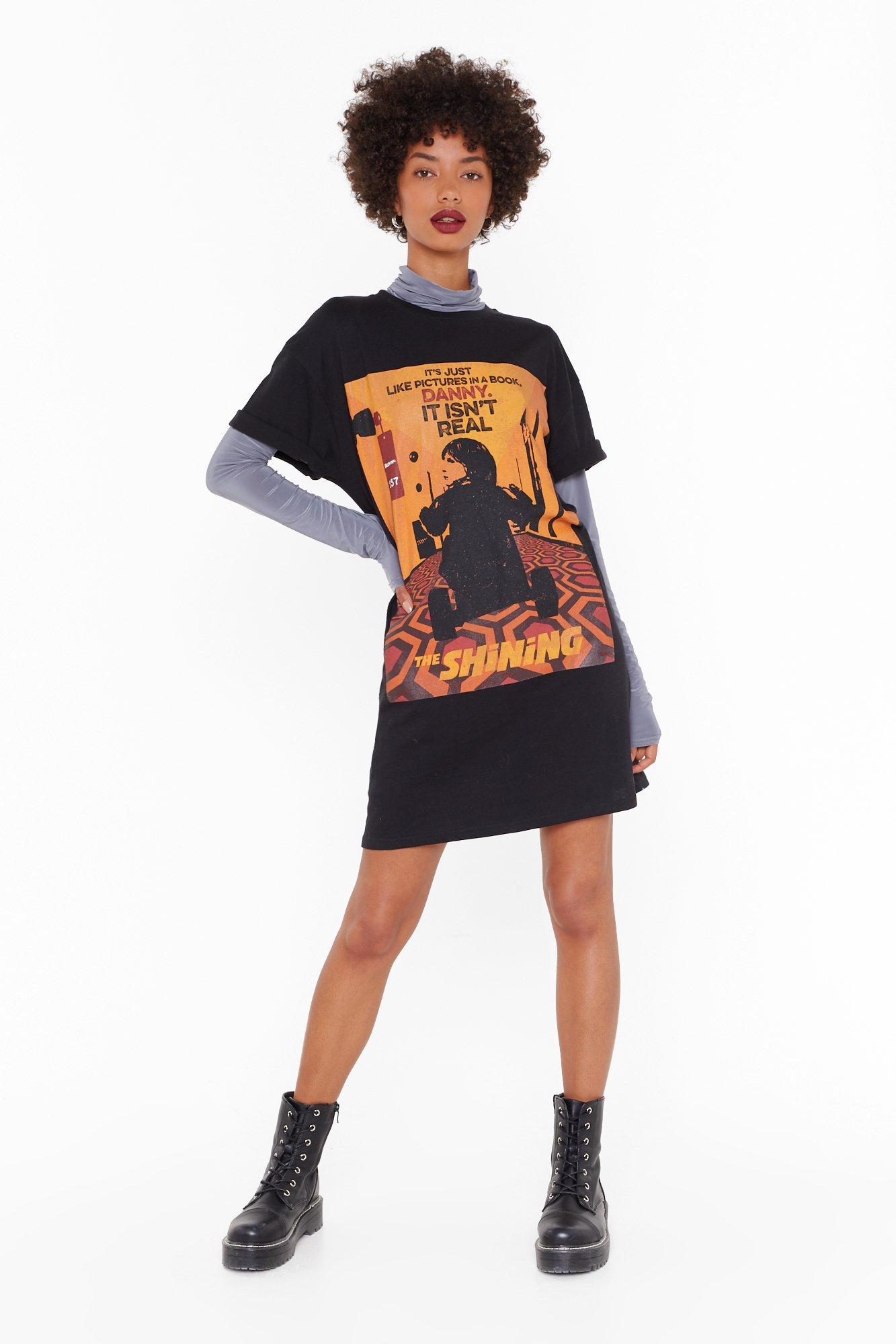 black graphic t shirt dress