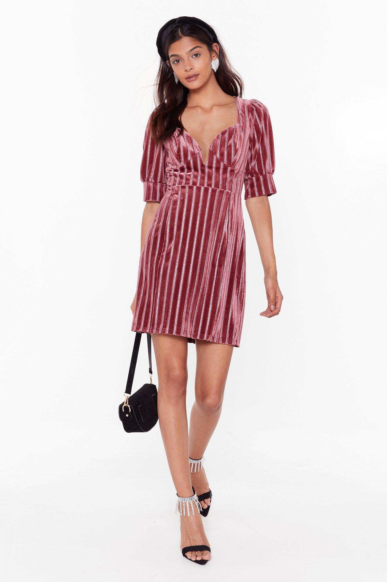 velvet striped dress