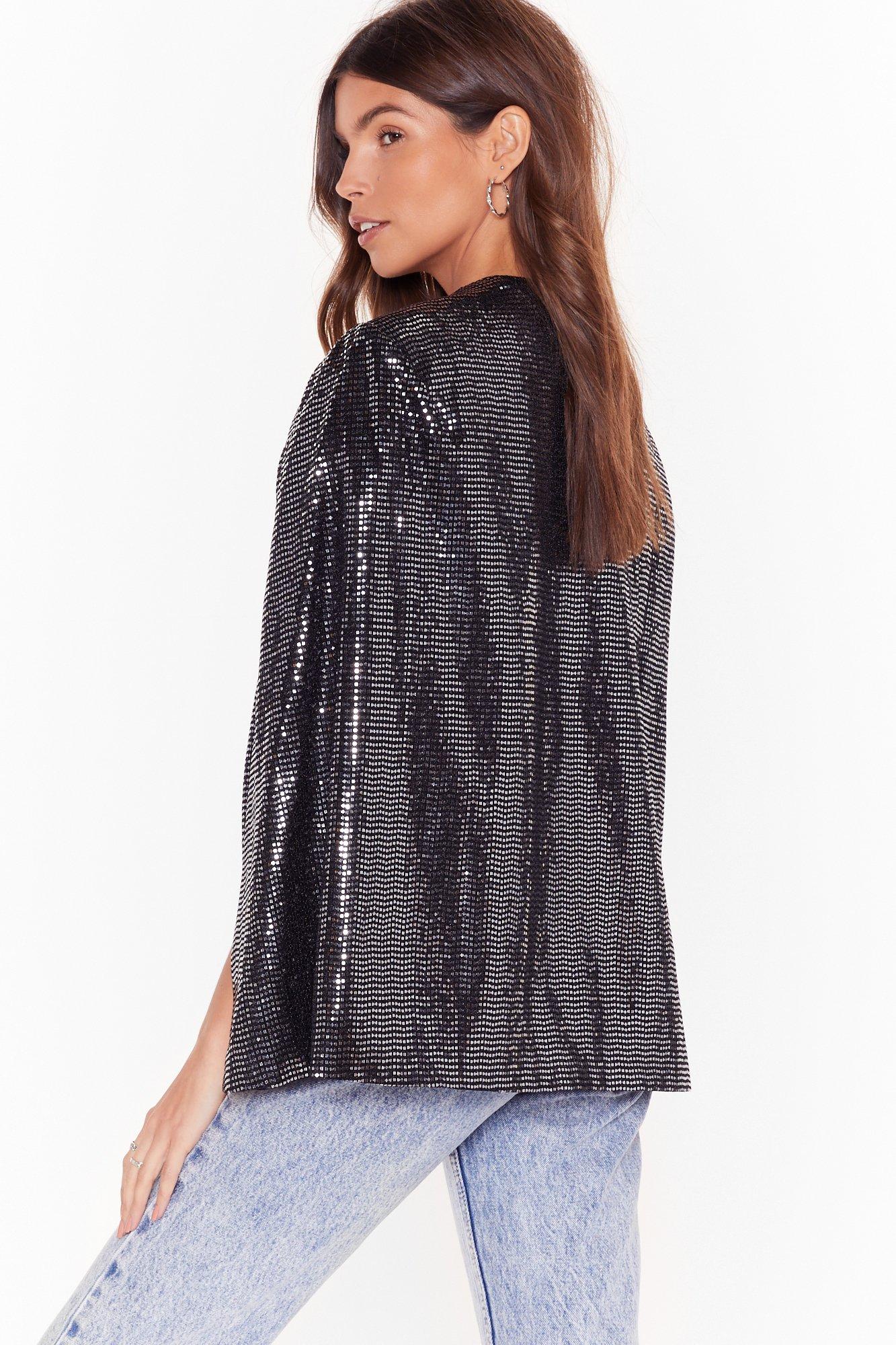 black sequin cape