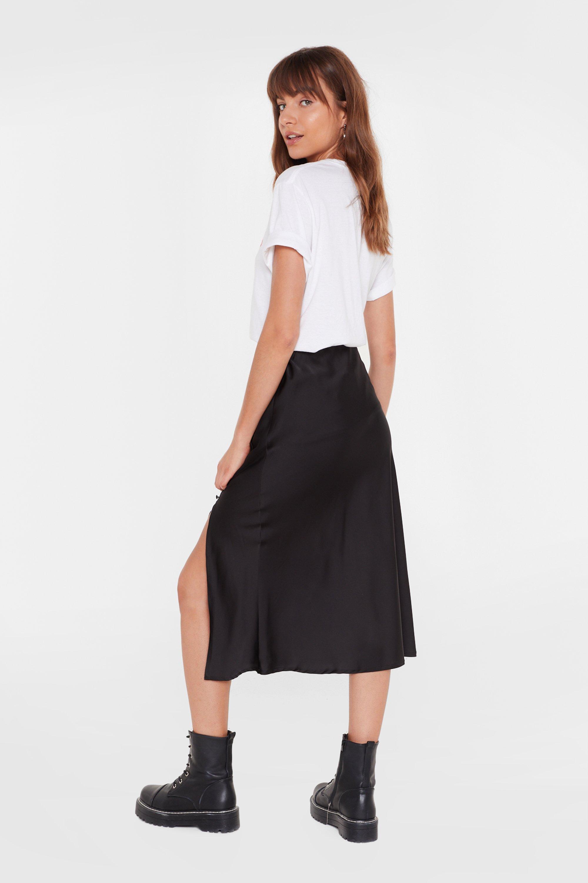 black button down midi skirt