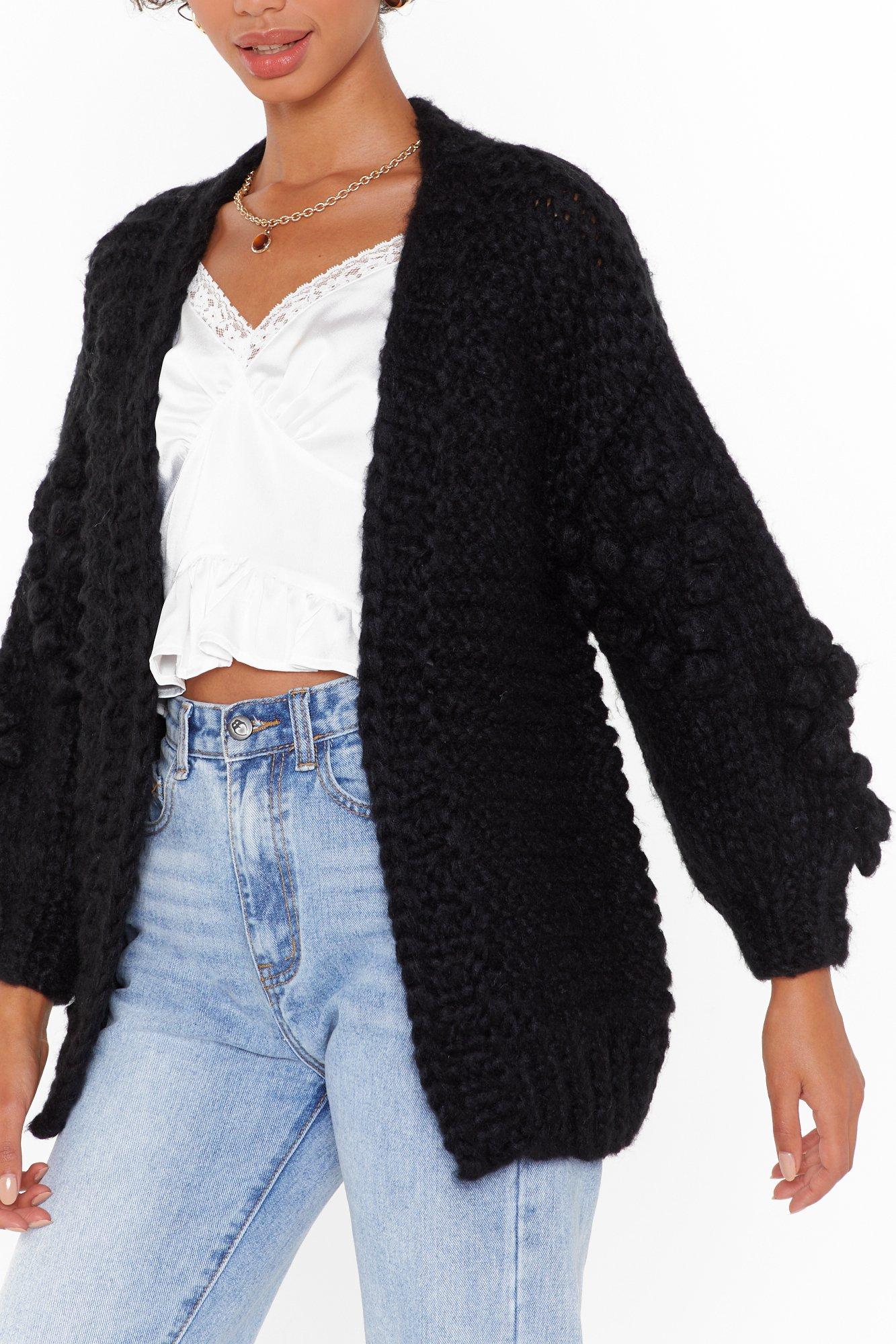 pom pom heart cardigan