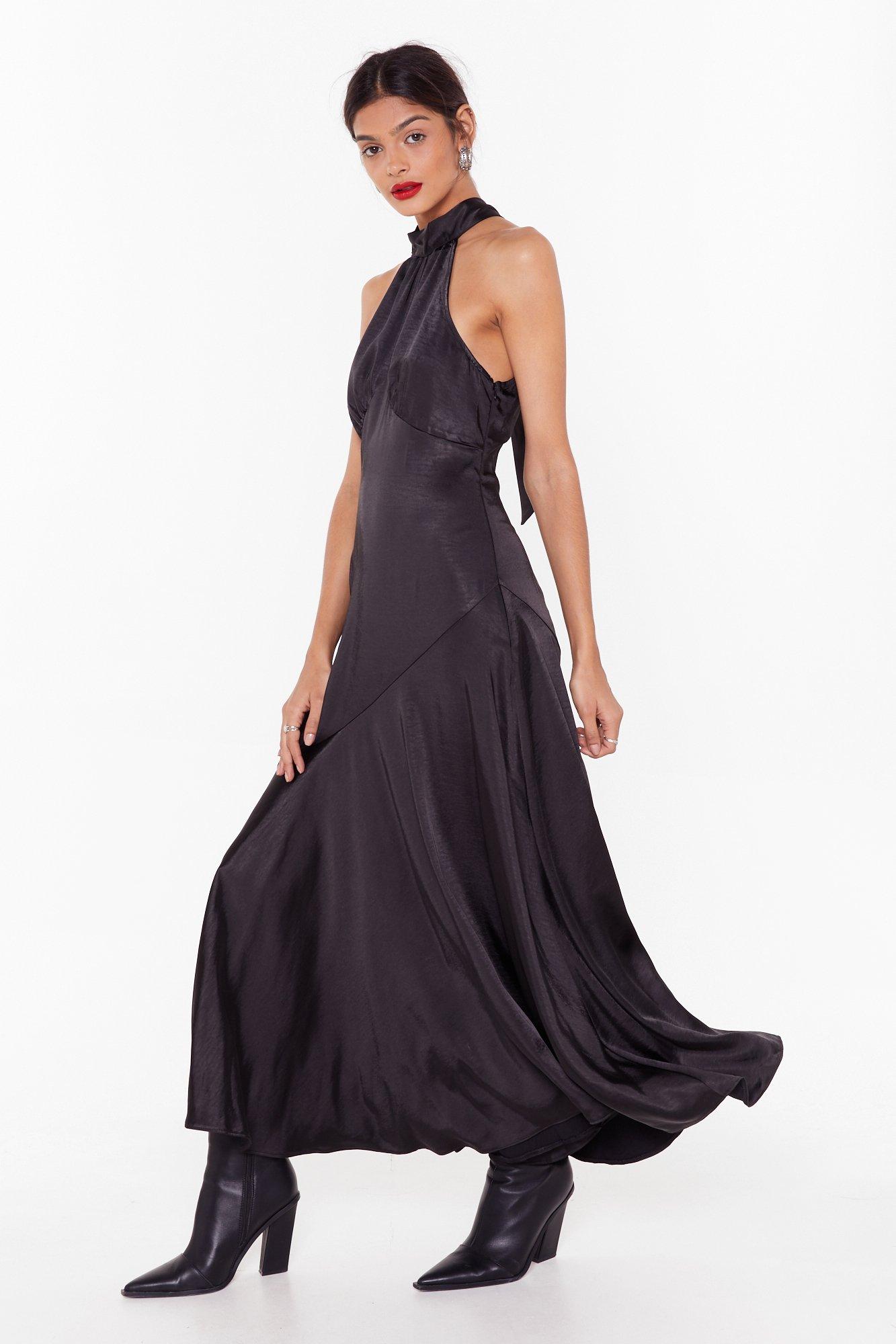 black satin maxi