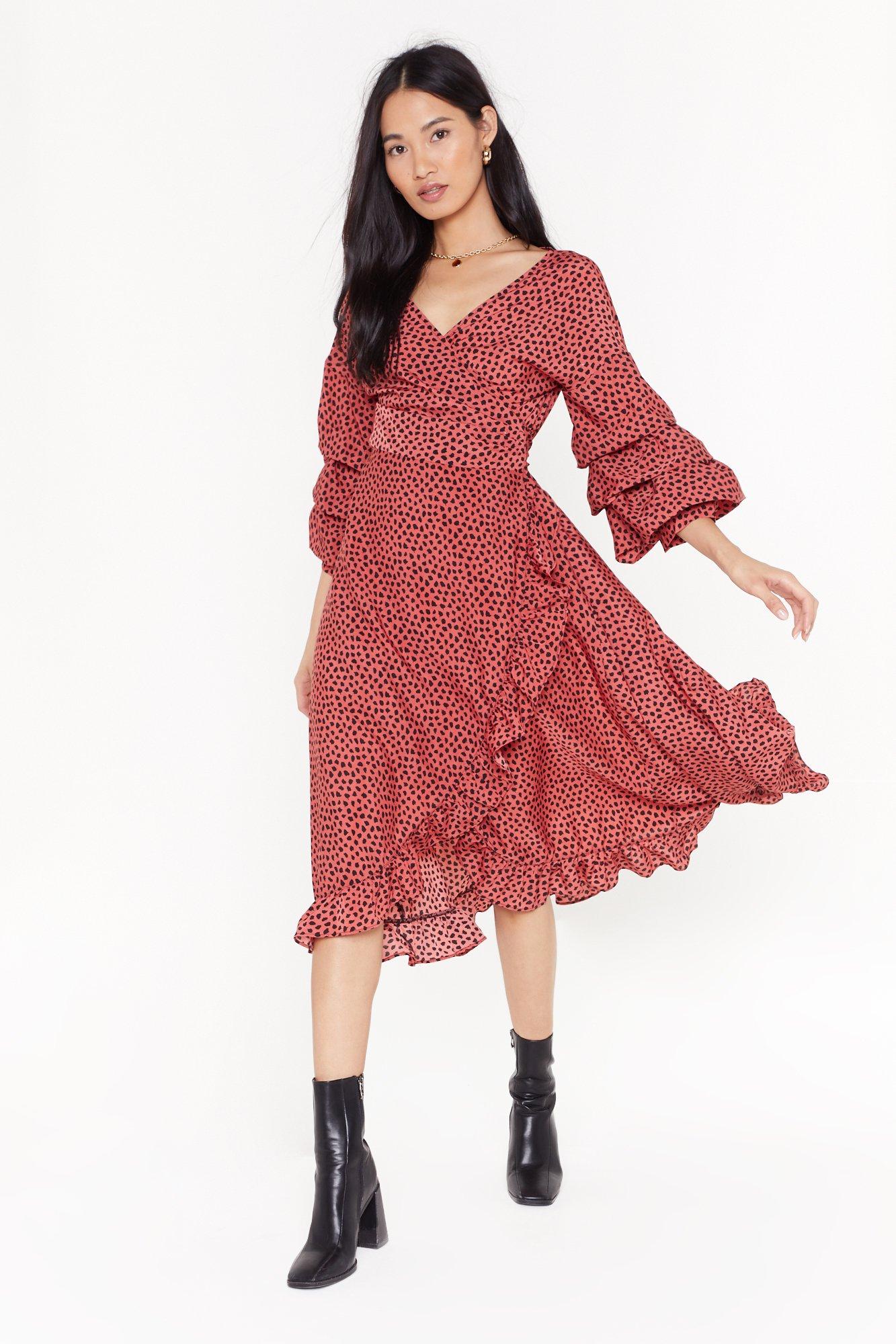 ruffle midi dress with sleeves