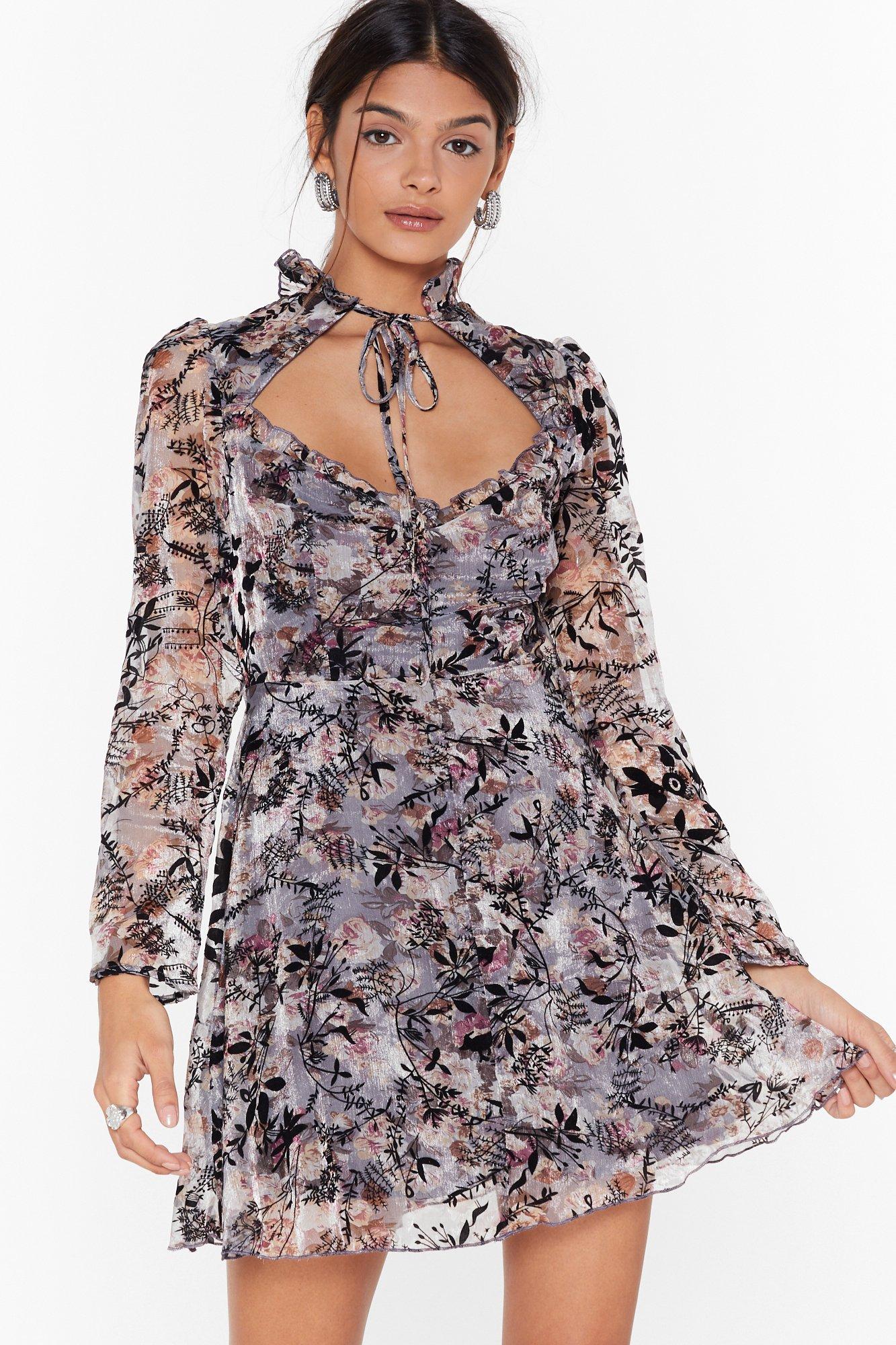 chiffon floral mini dress