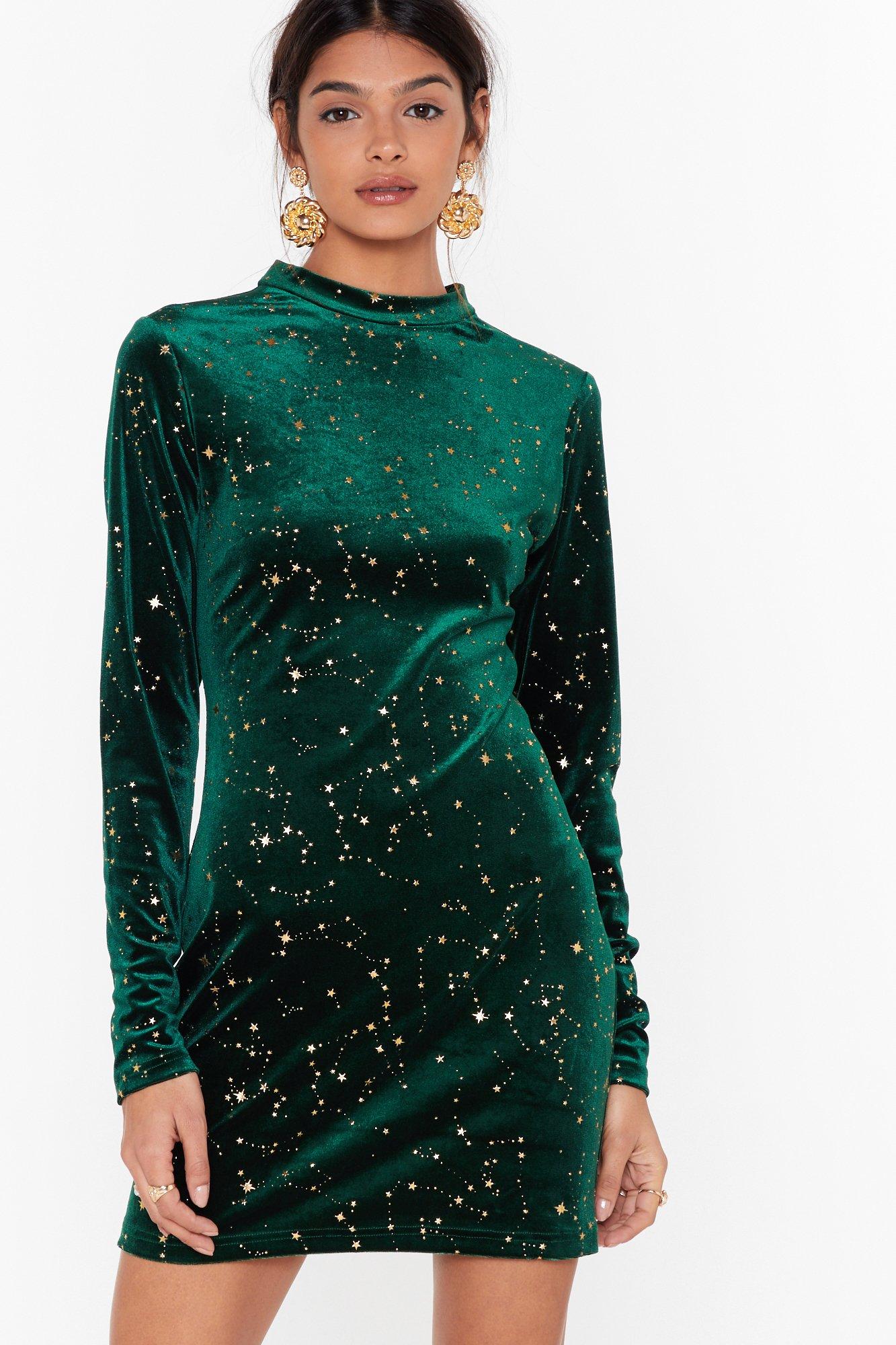 velvet green mini dress