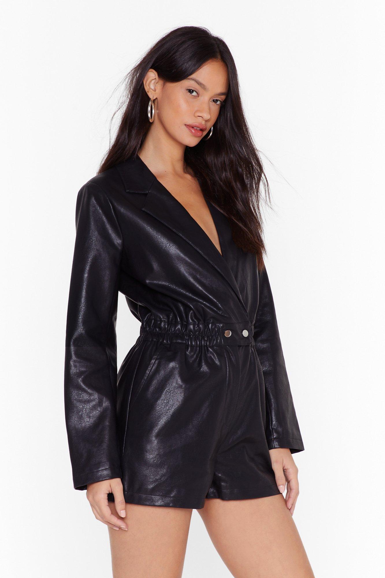 faux leather playsuit